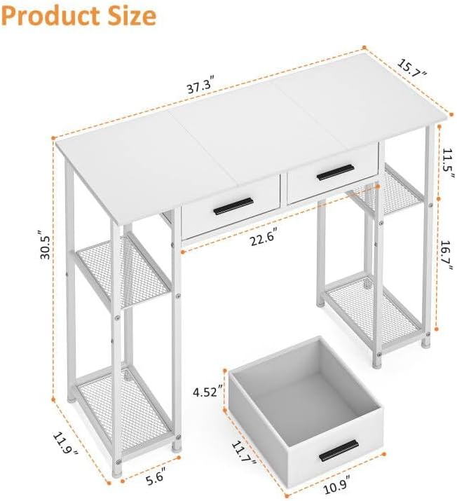 White Computer Desk with Drawers,