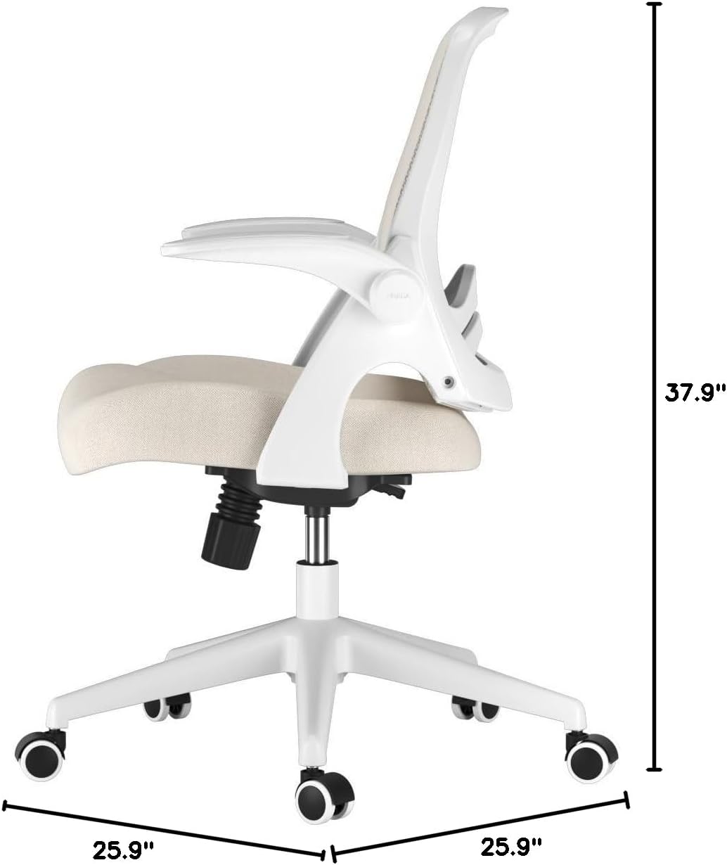 Office Desk Chair with Flip-Up Armrests and Saddle Cushion