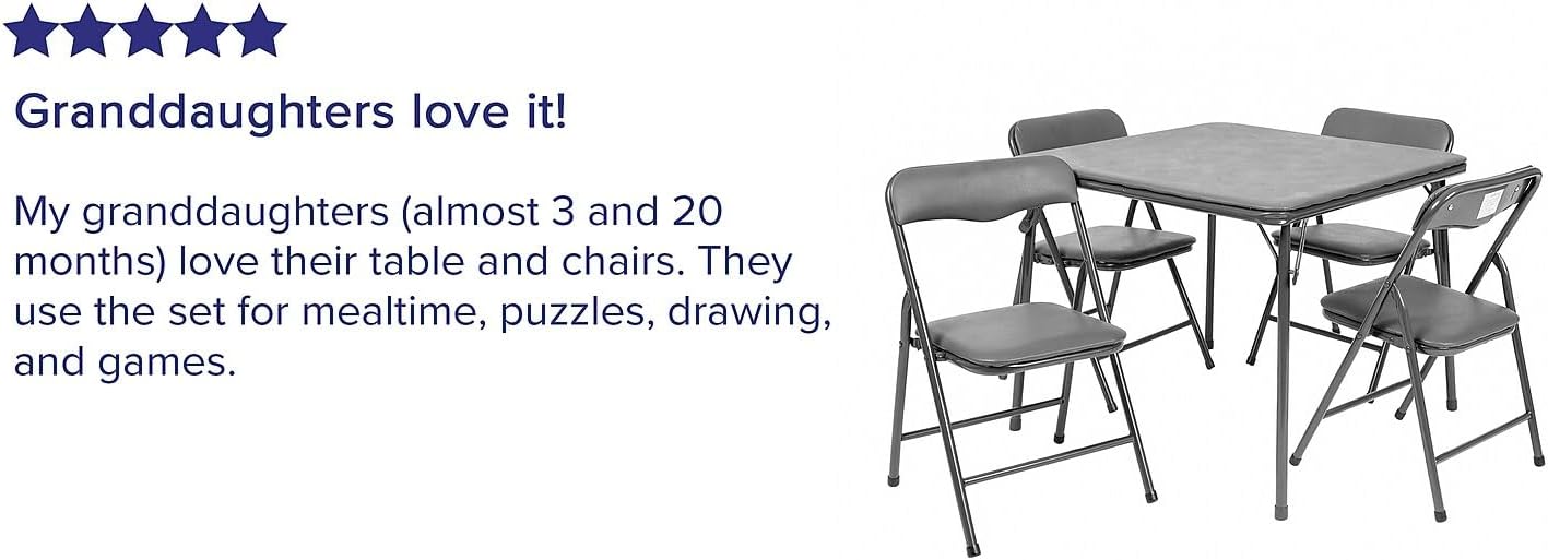 Flash Furniture Mindy Kids 5-Piece set Folding Square Table and Chairs