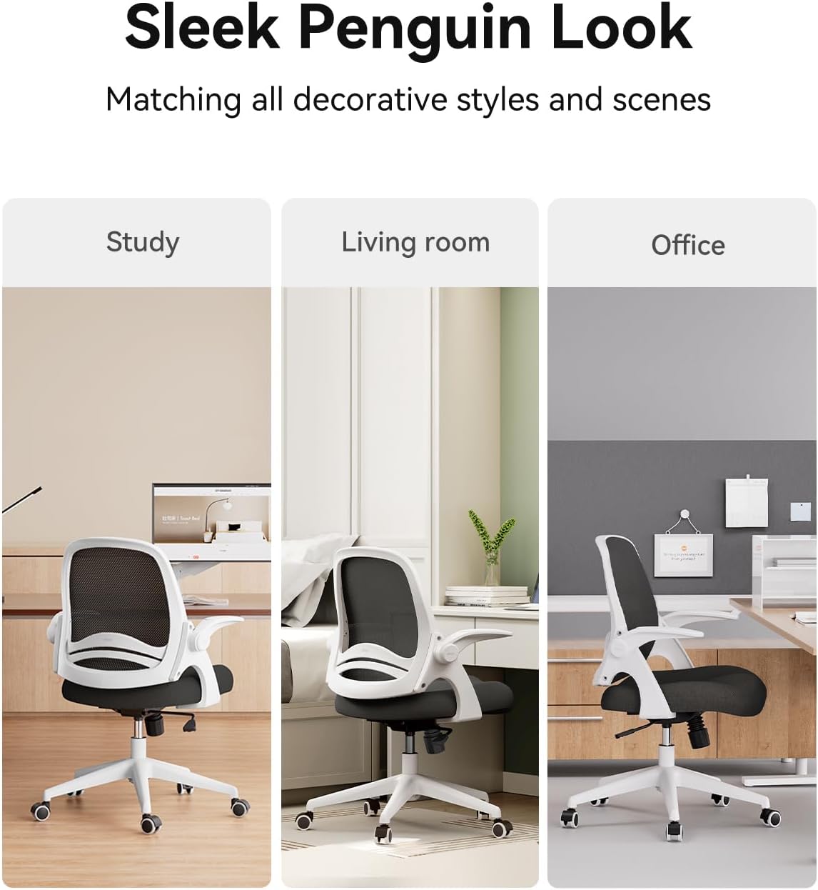 Office Desk Chair with Flip-Up Armrests and Saddle Cushion