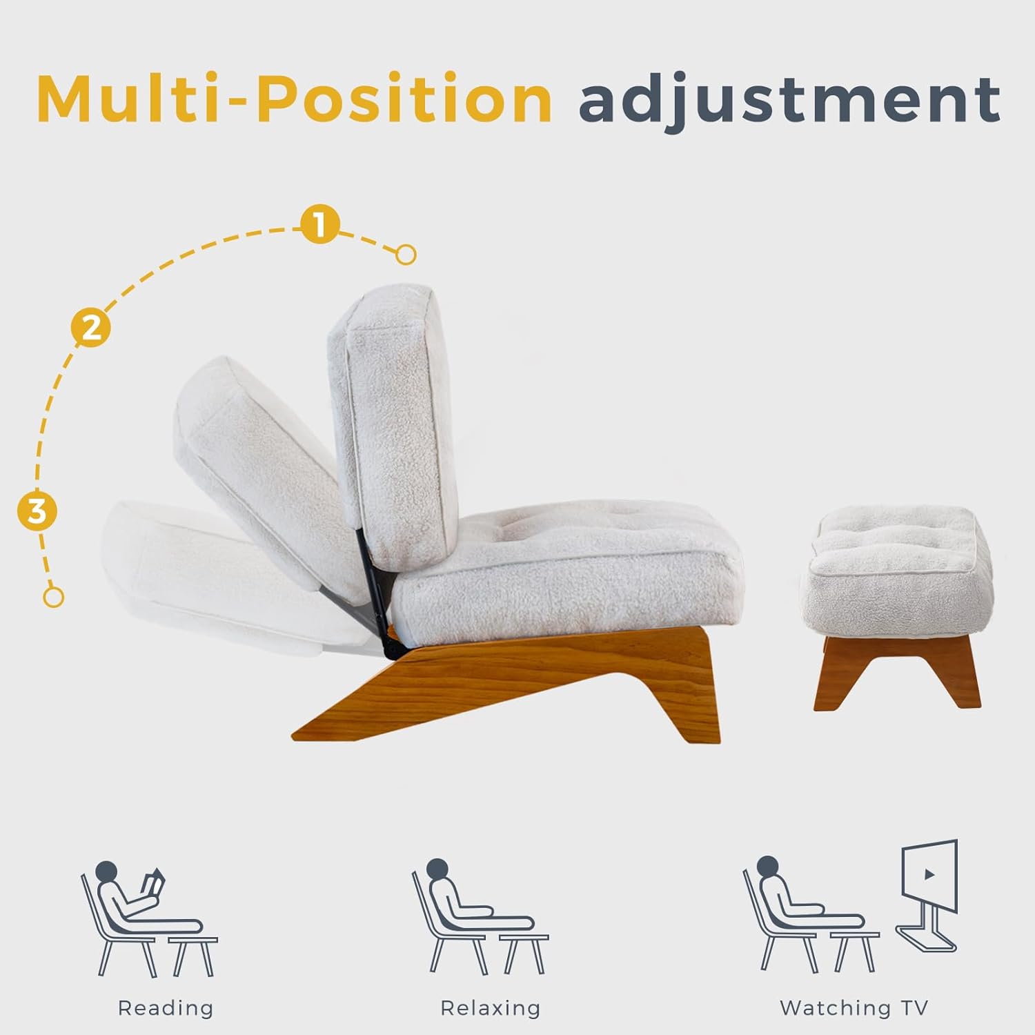 Accent Chair with Ottoman Adjustable Backrest,