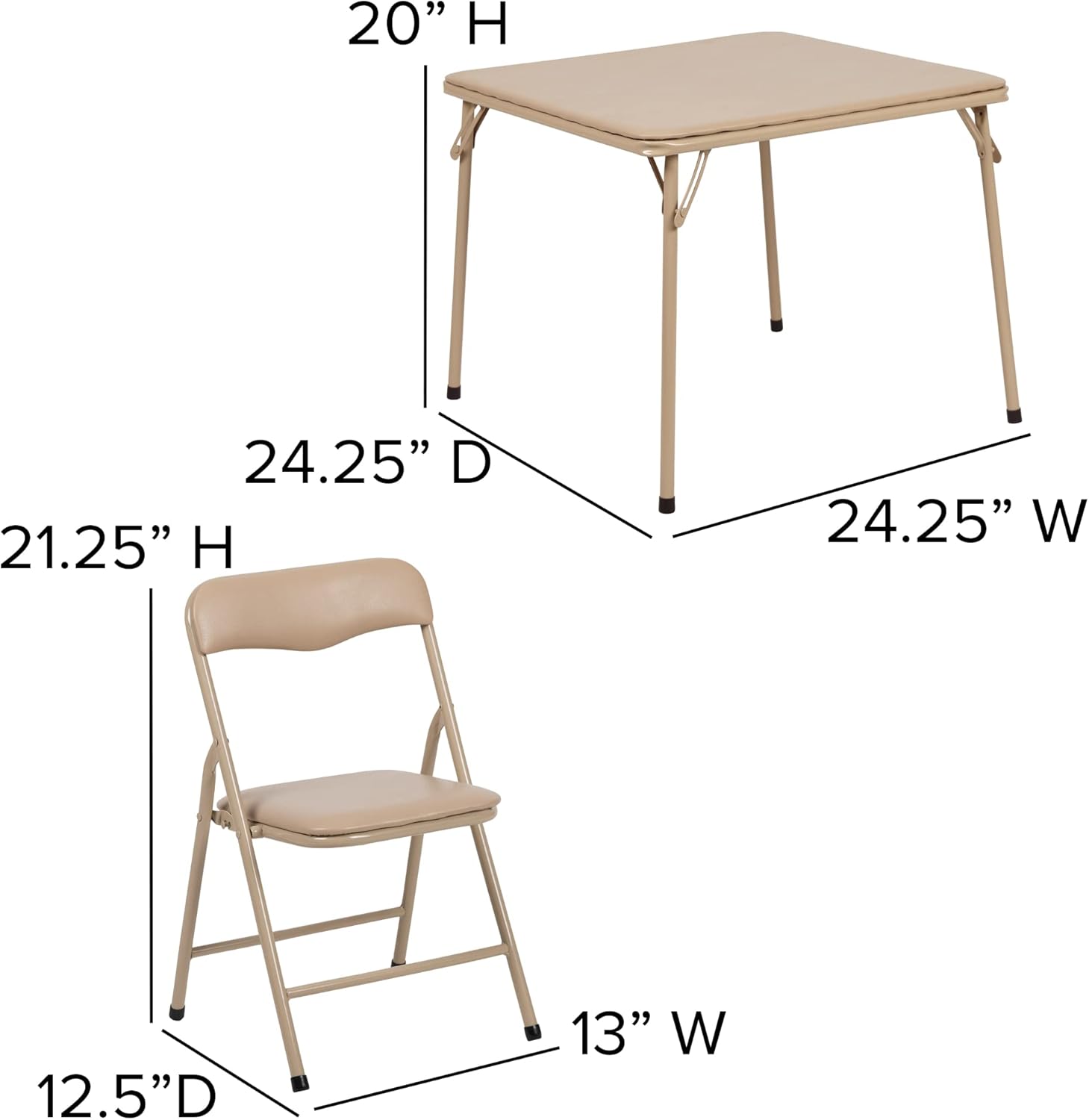 Flash Furniture Mindy Kids 5-Piece set Folding Square Table and Chairs