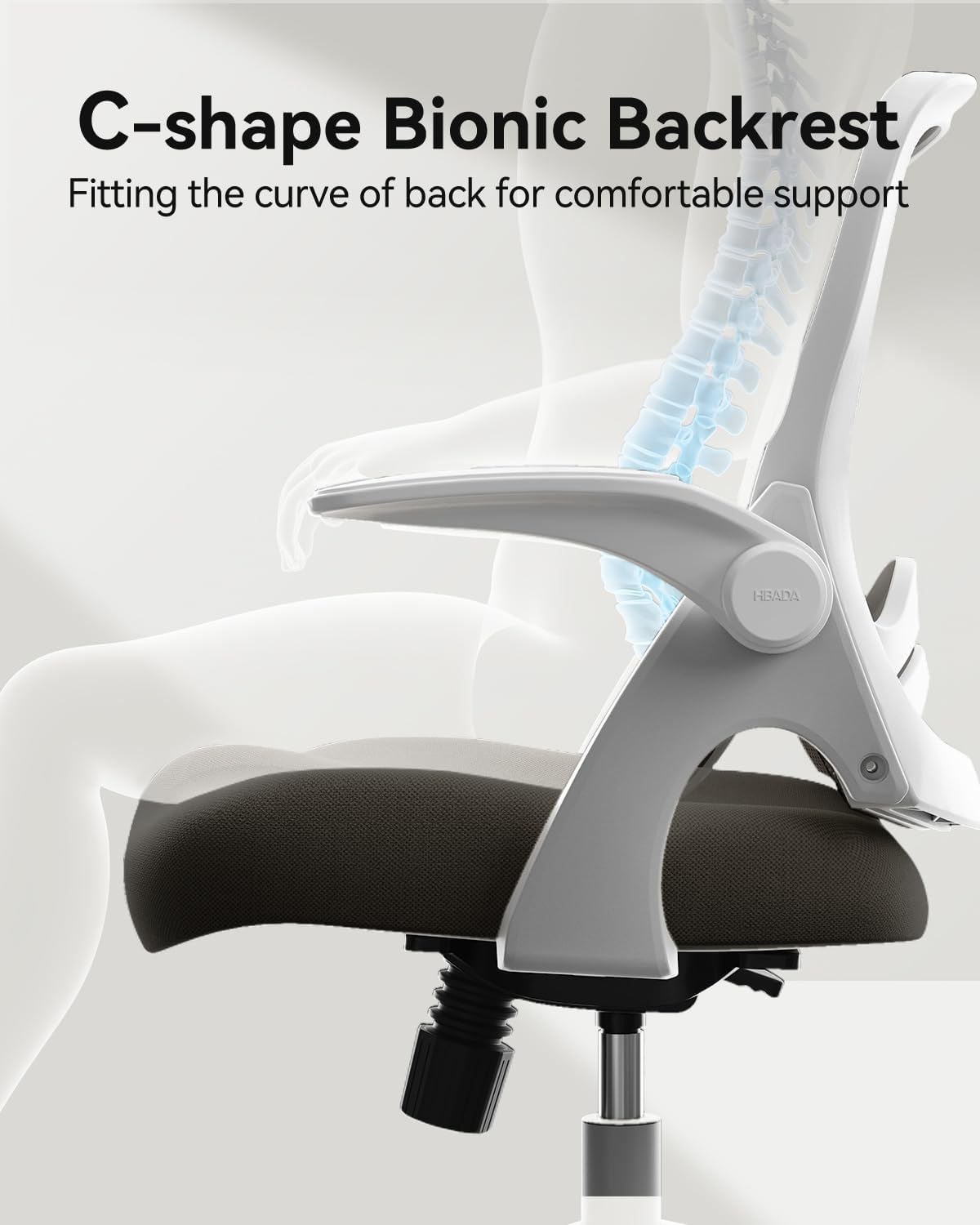 Office Desk Chair with Flip-Up Armrests and Saddle Cushion