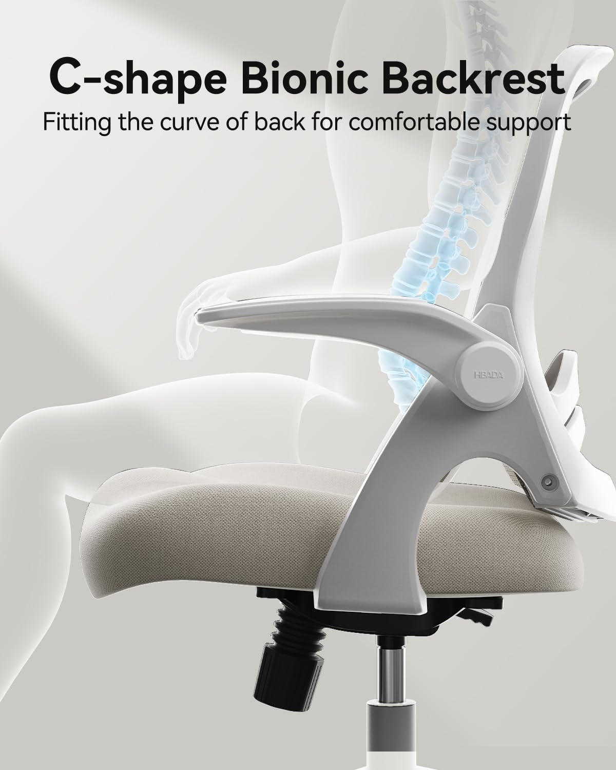 Office Desk Chair with Flip-Up Armrests and Saddle Cushion