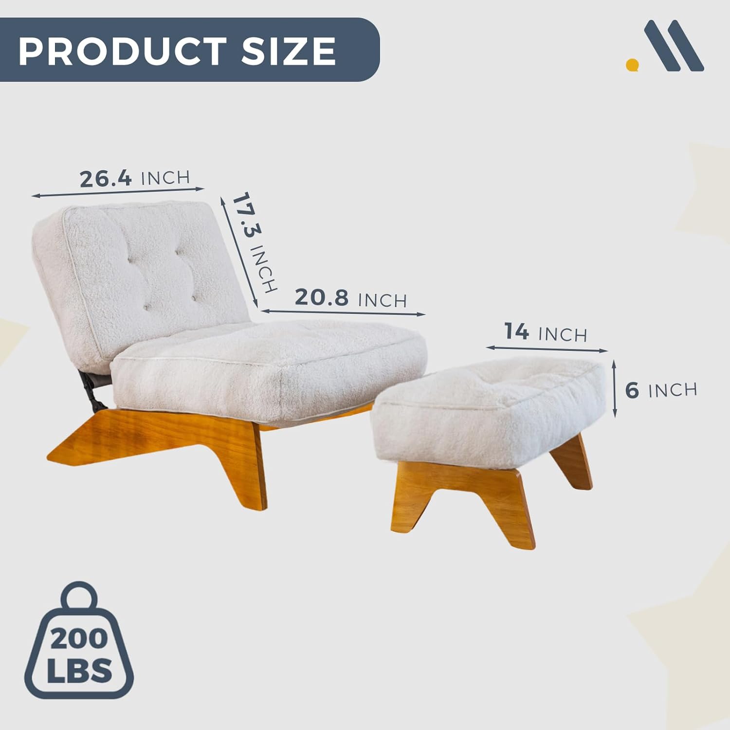 Accent Chair with Ottoman Adjustable Backrest,