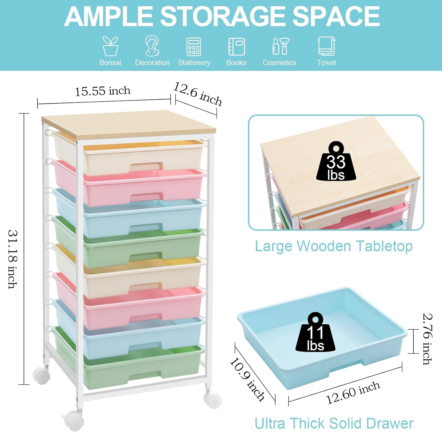 Rolling Storage Utility Cart Organizers