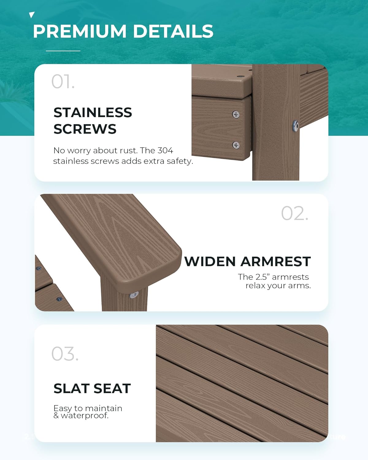 Outdoor HDPE Dining Table Set, 7-Piece Outdoor Dining Table Sets