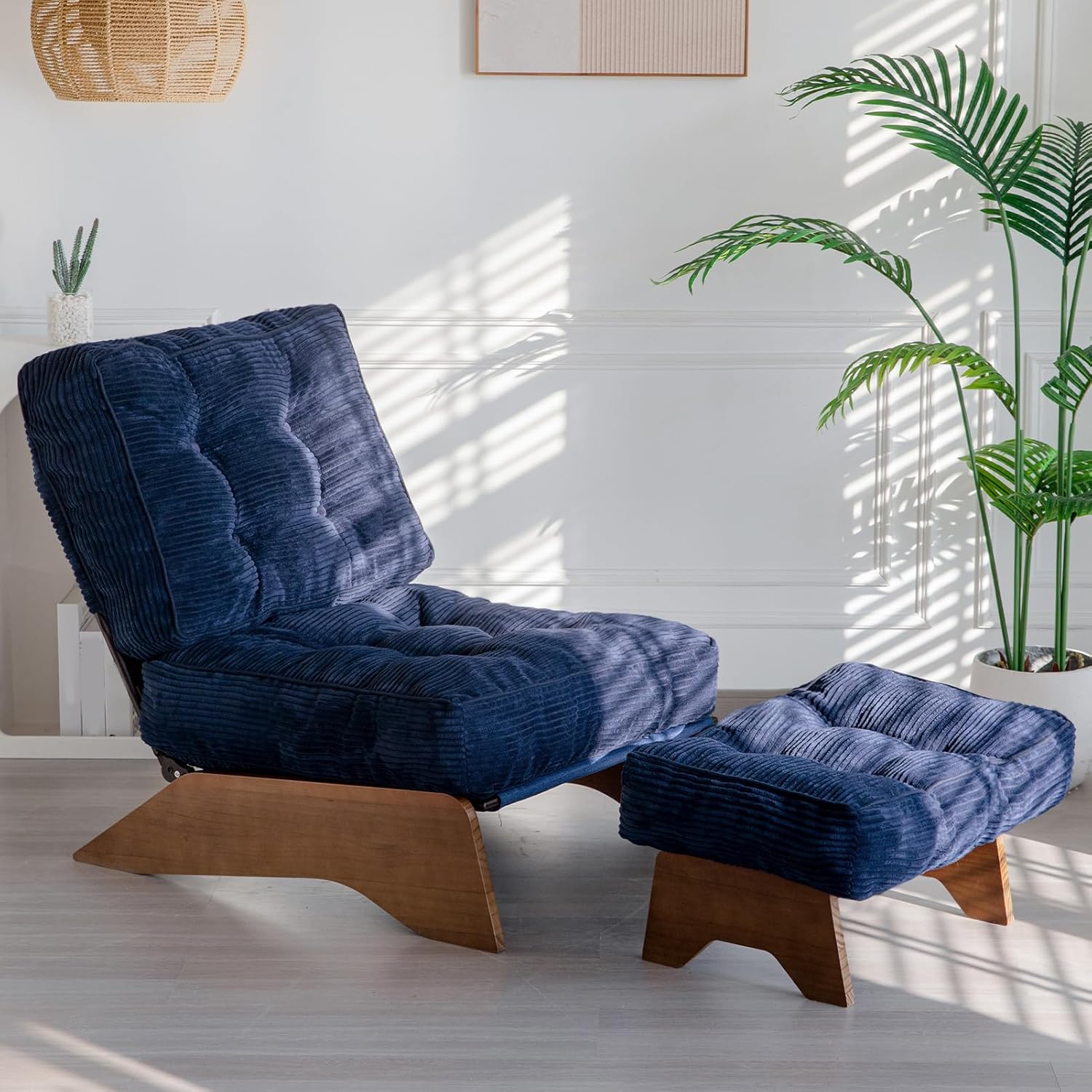 Accent Chair with Ottoman Adjustable Backrest,