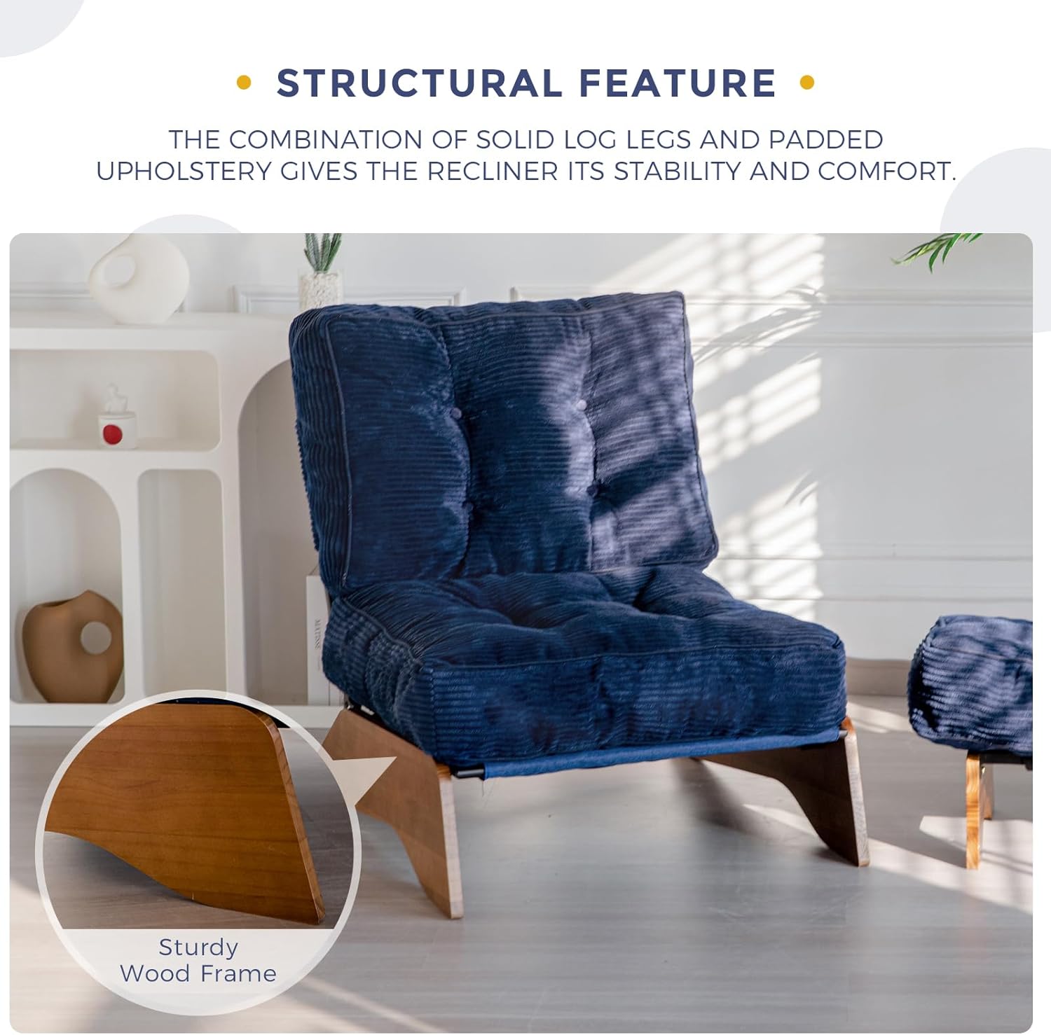 Accent Chair with Ottoman Adjustable Backrest,