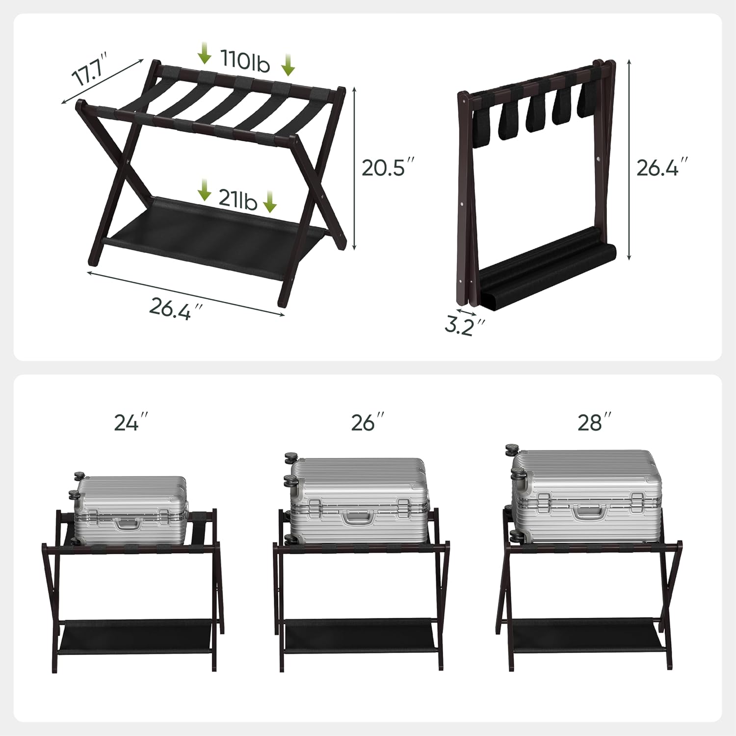 2 Pack Luggage Rack