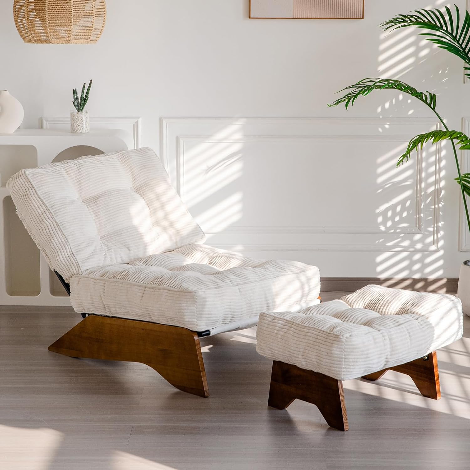 Accent Chair with Ottoman Adjustable Backrest,