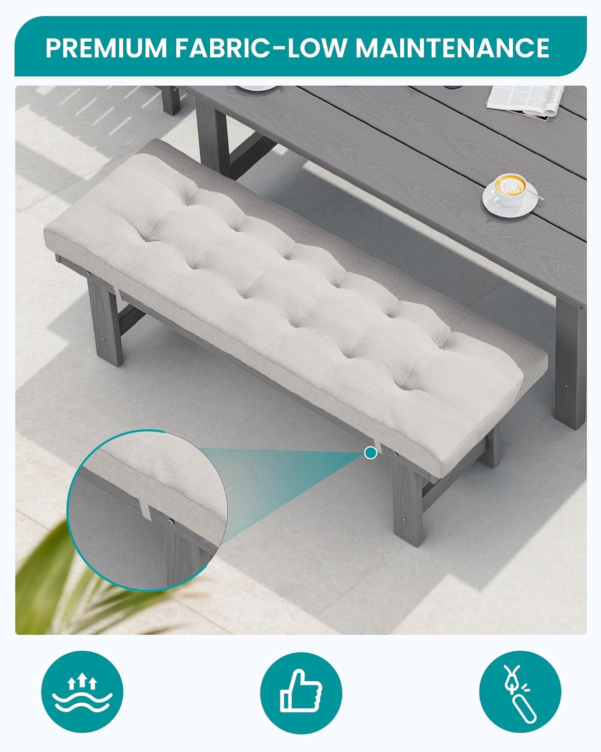 Outdoor HDPE Dining Table Set, 7-Piece Outdoor Dining Table Sets