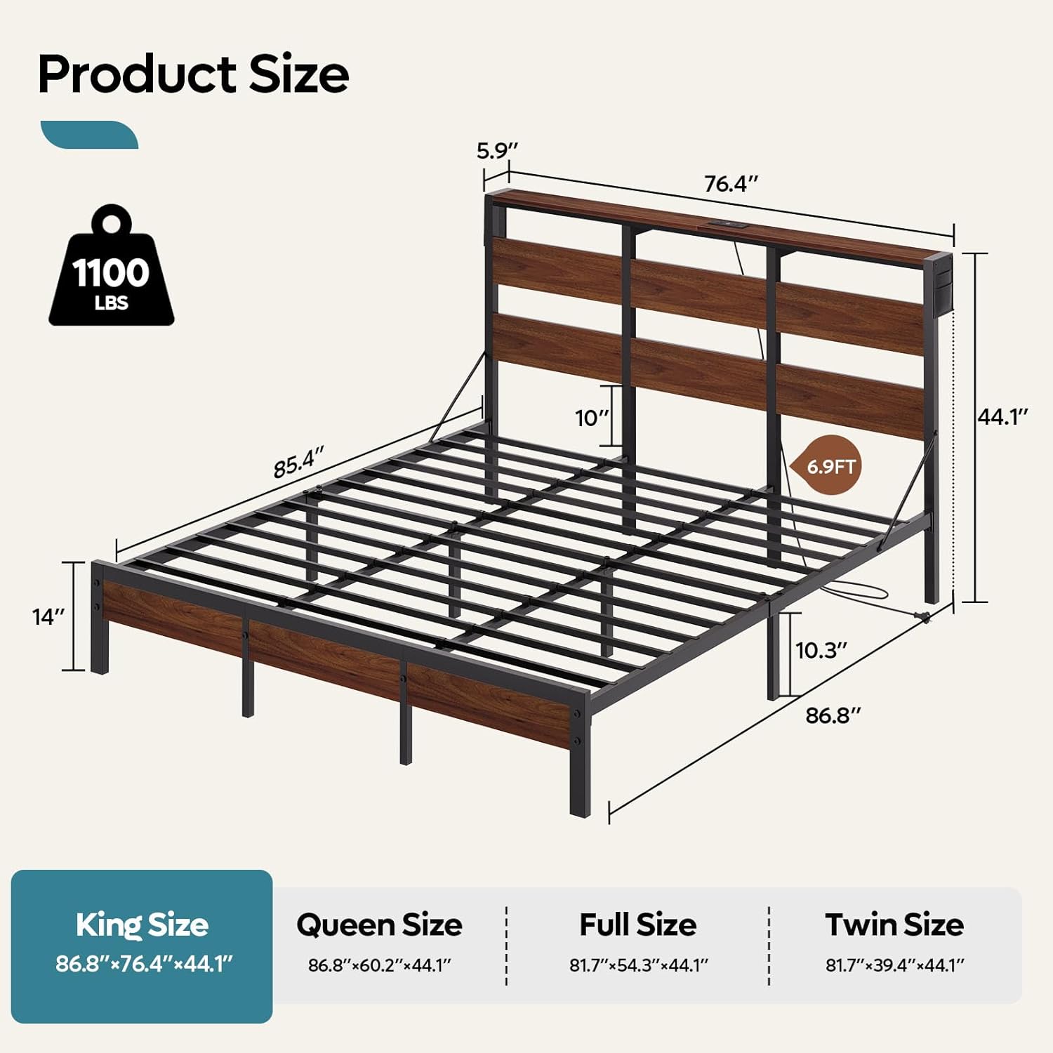 Full Bed Frame with Headboard
