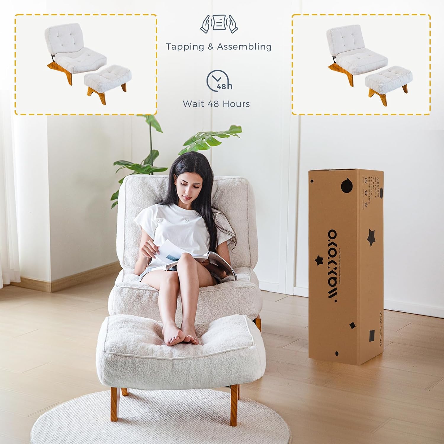 Accent Chair with Ottoman Adjustable Backrest,