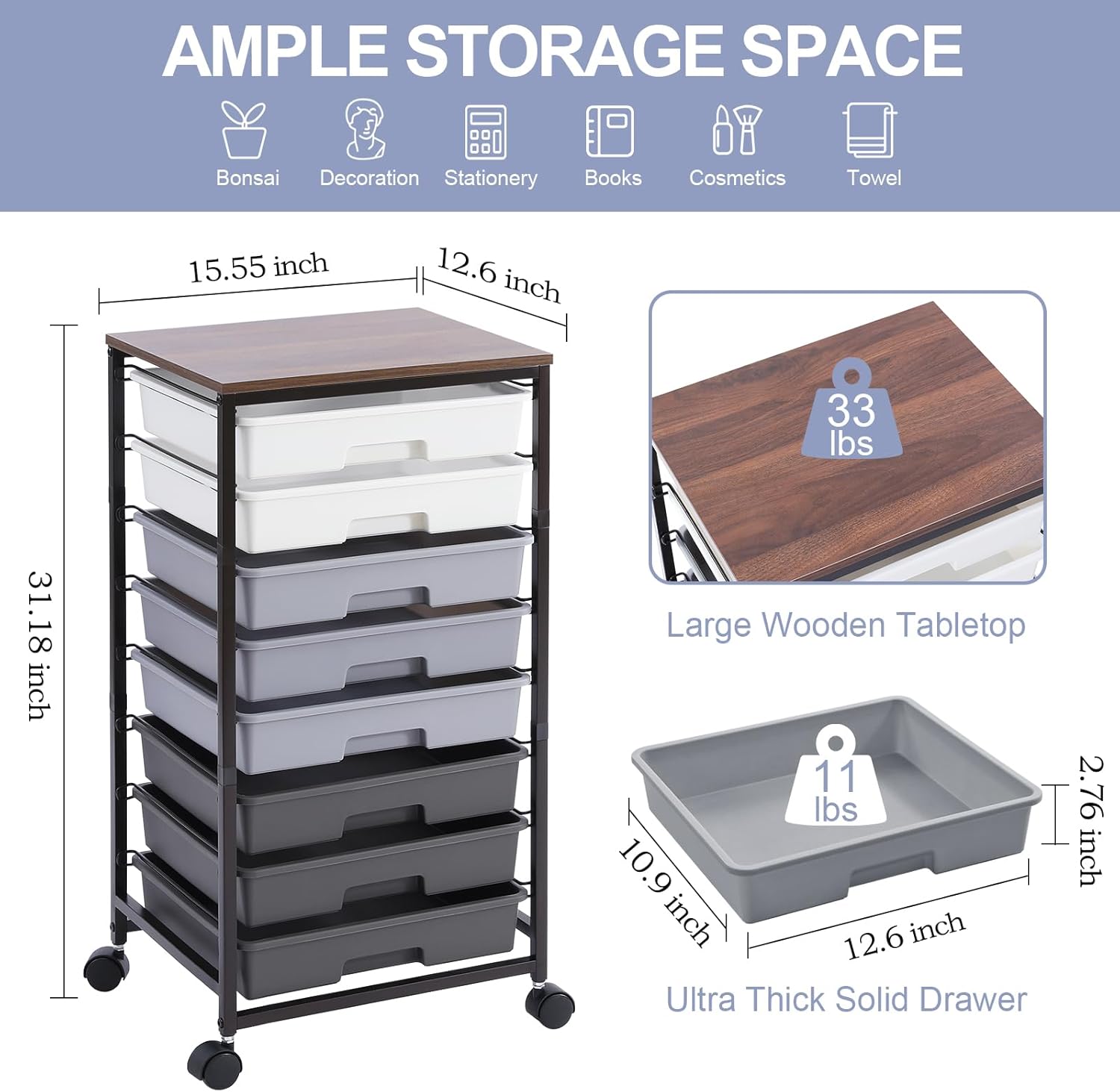 Rolling Storage Utility Cart Organizers