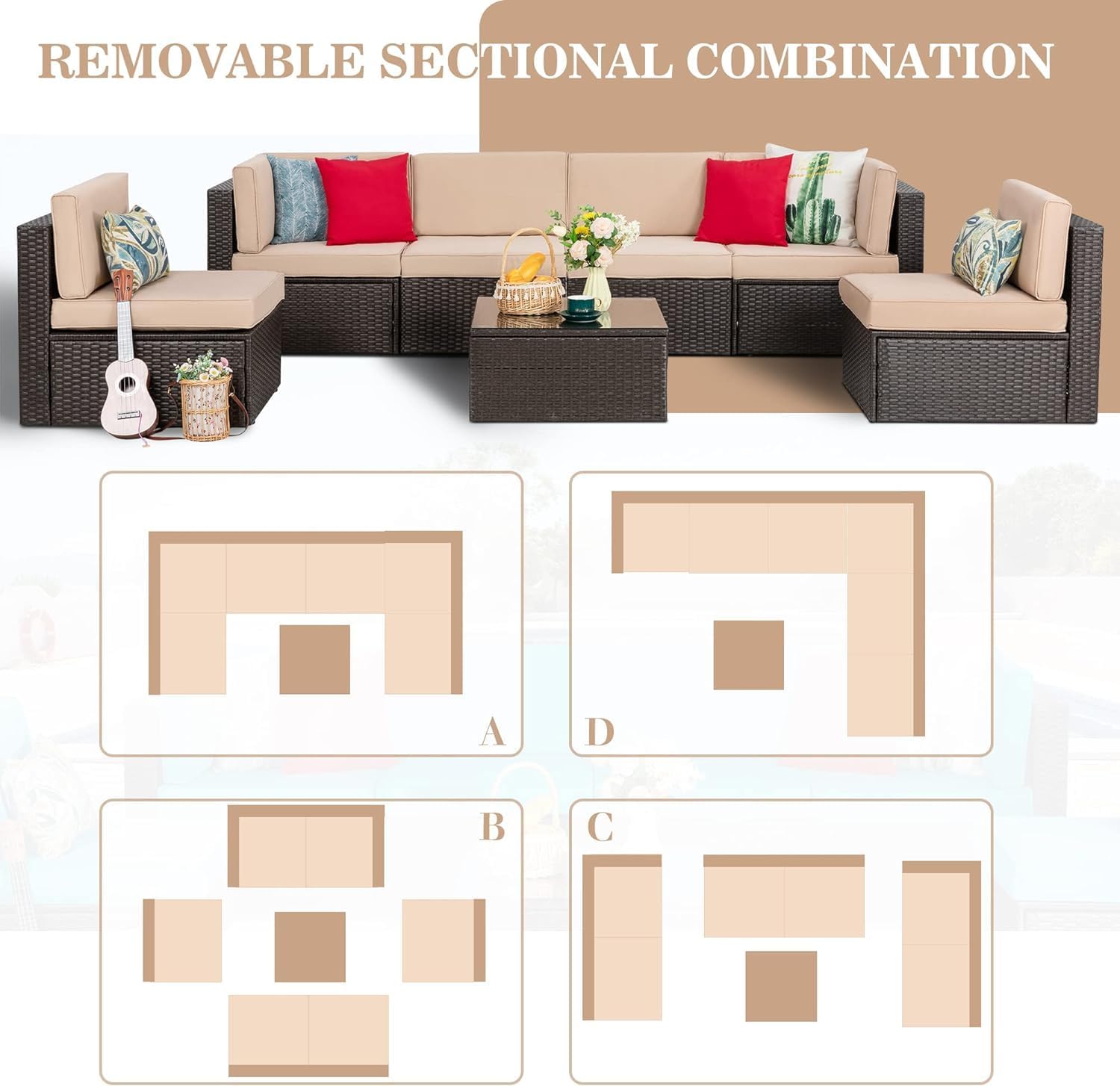 7 Pieces Patio Furniture Sets