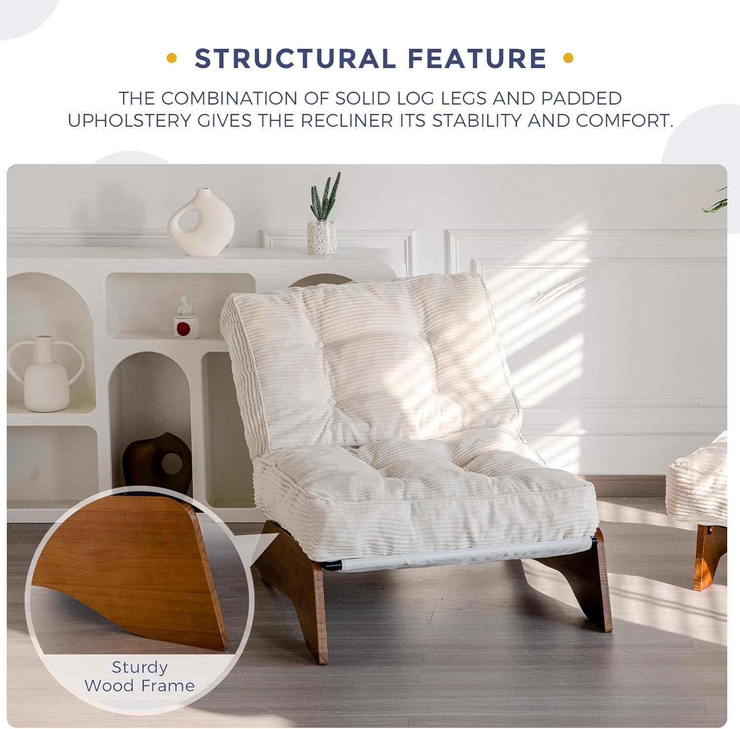 Accent Chair with Ottoman Adjustable Backrest,