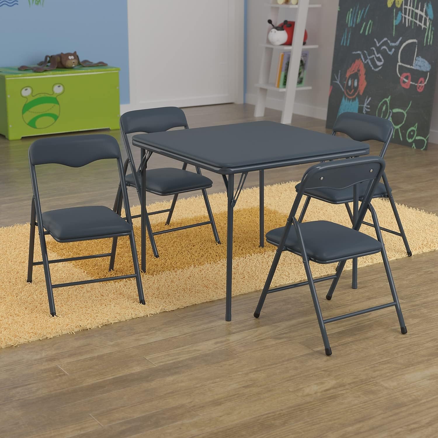 Flash Furniture Mindy Kids 5-Piece set Folding Square Table and Chairs