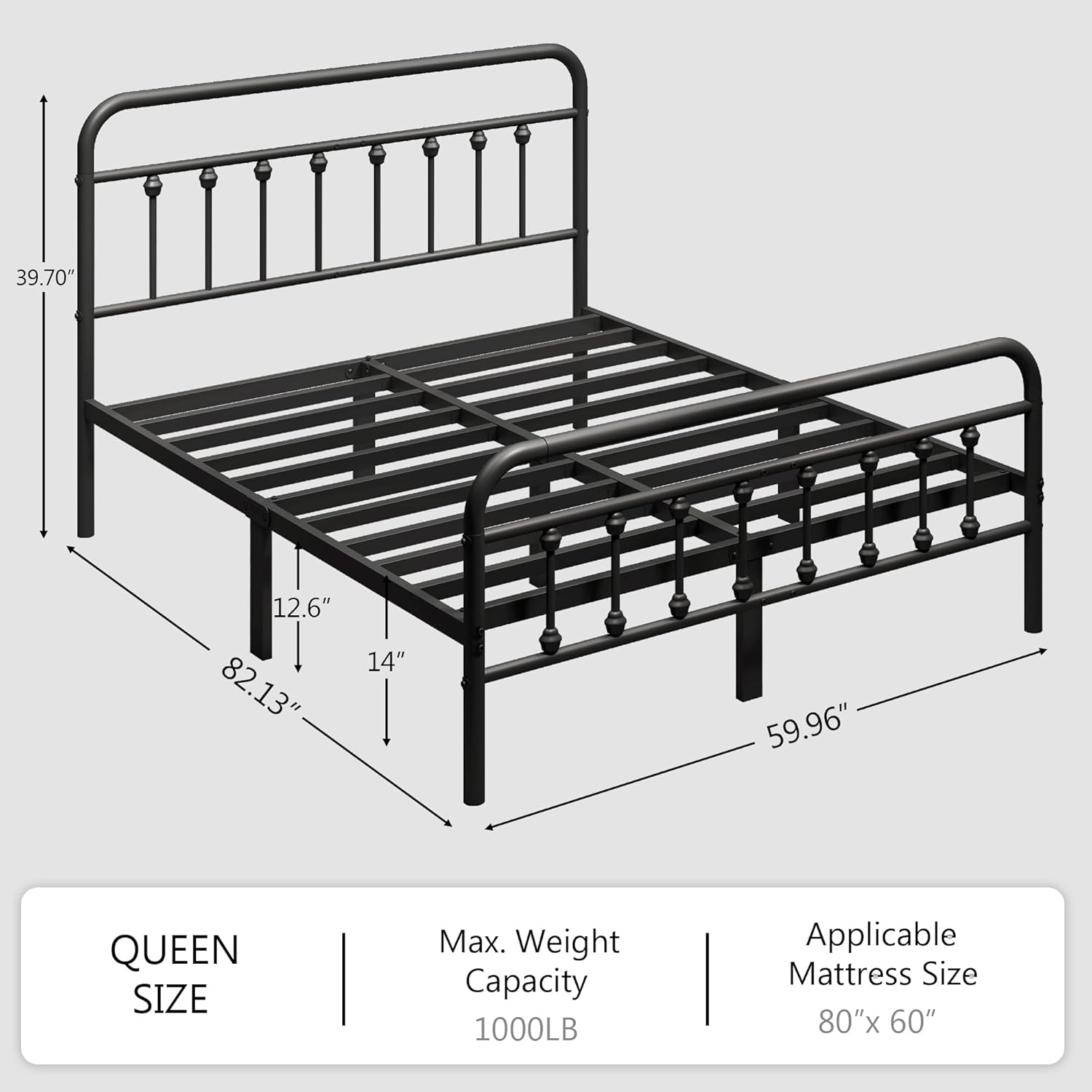 Queen Bed Frame with 2 Storage Drawers,