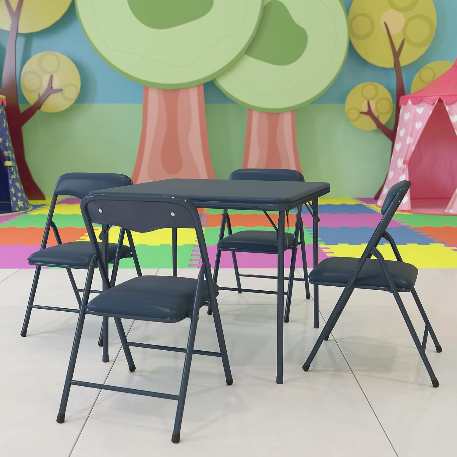Flash Furniture Mindy Kids 5-Piece set Folding Square Table and Chairs
