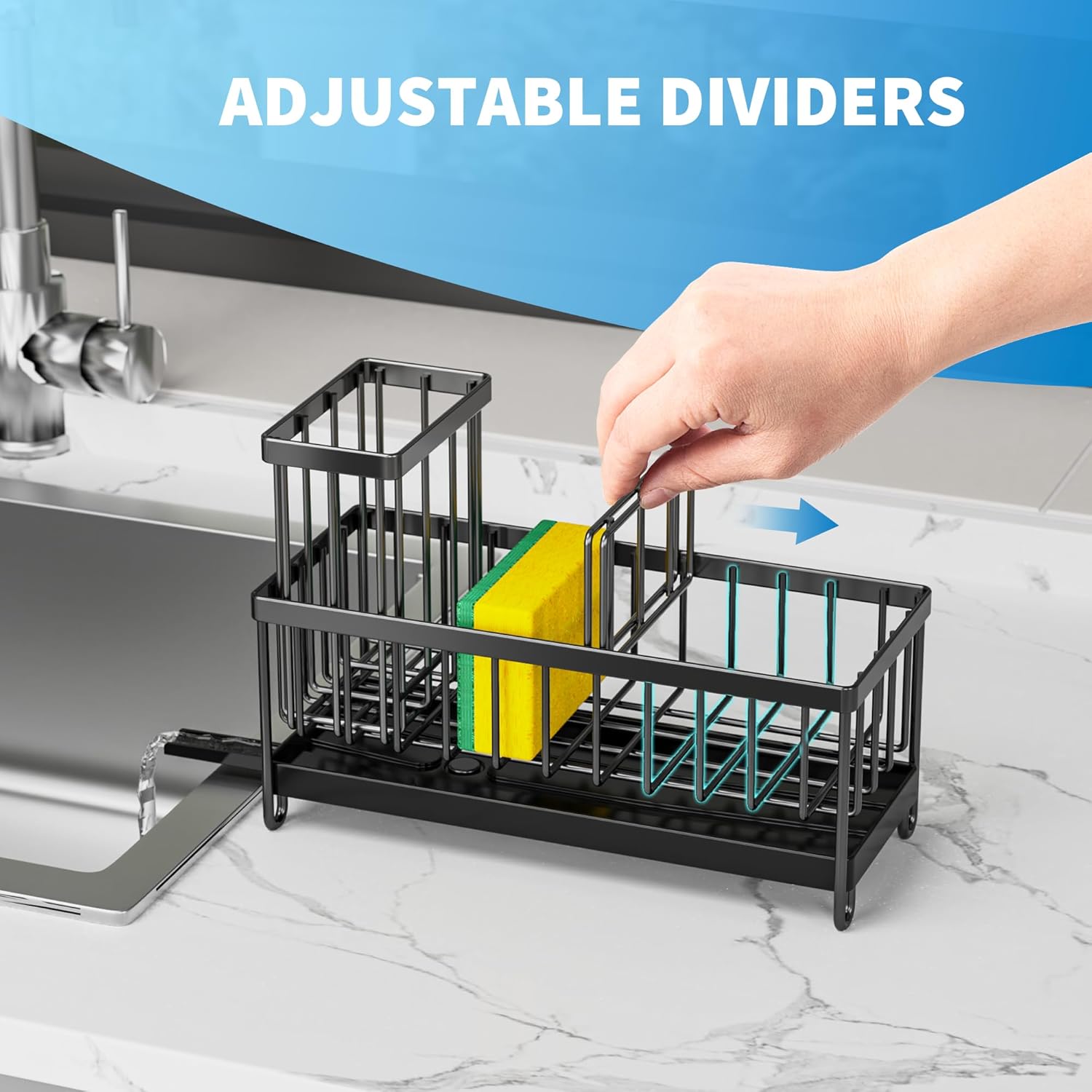 Black Sponge Holder for Kitchen Sink,