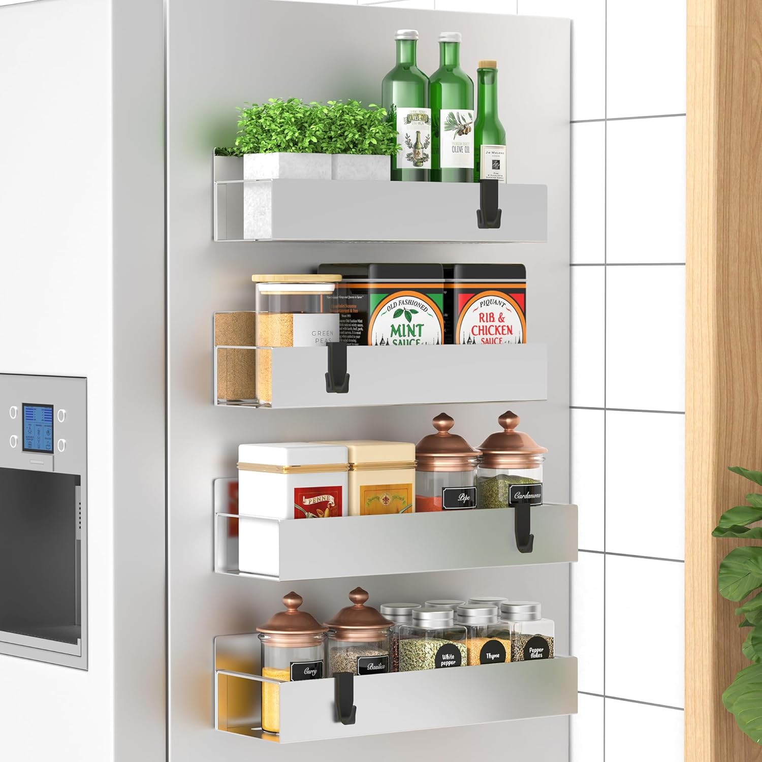 Metal 4 Pack Magnetic Spice Storage