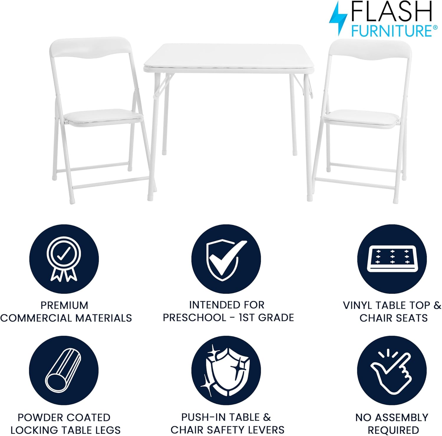 Flash Furniture Mindy Kids 5-Piece set Folding Square Table and Chairs