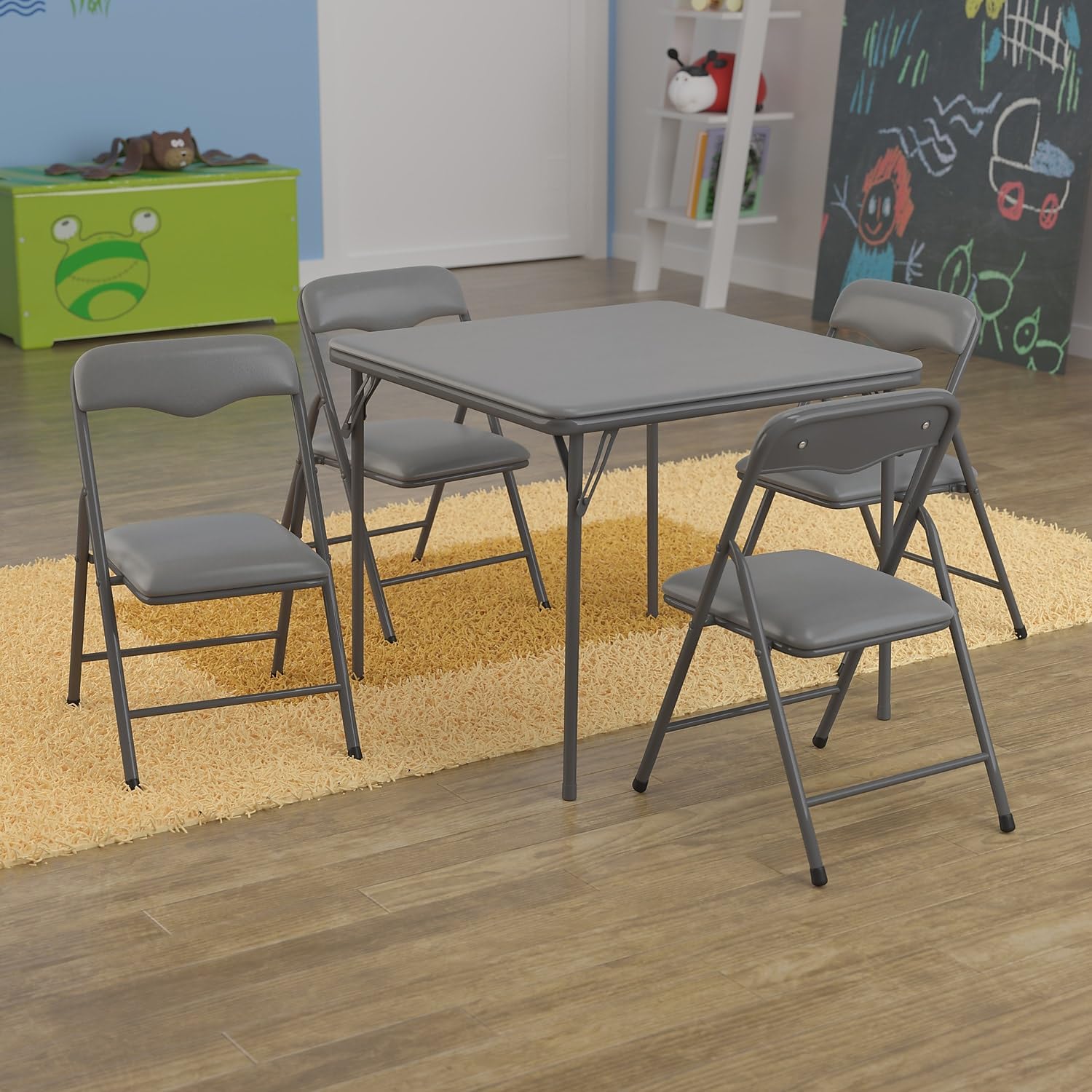 Flash Furniture Mindy Kids 5-Piece set Folding Square Table and Chairs
