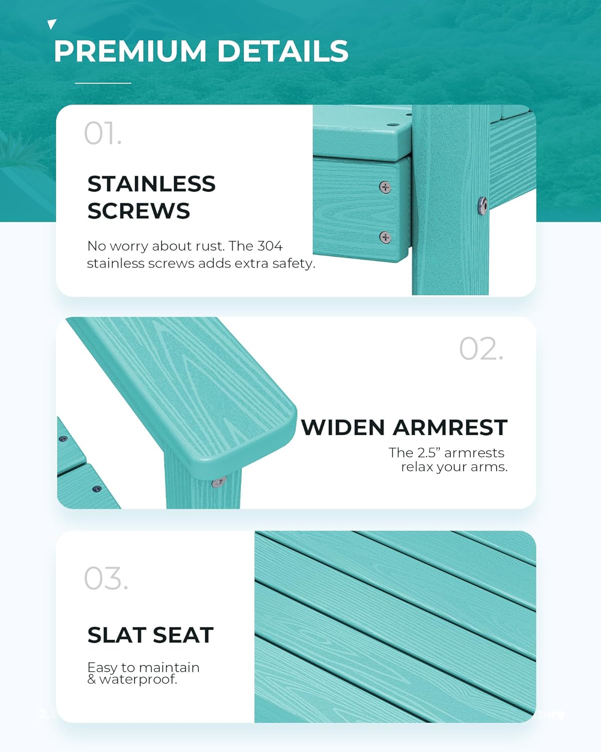 Outdoor HDPE Dining Table Set, 7-Piece Outdoor Dining Table Sets