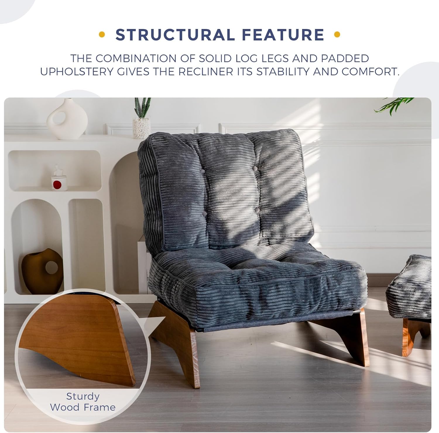 Accent Chair with Ottoman Adjustable Backrest,