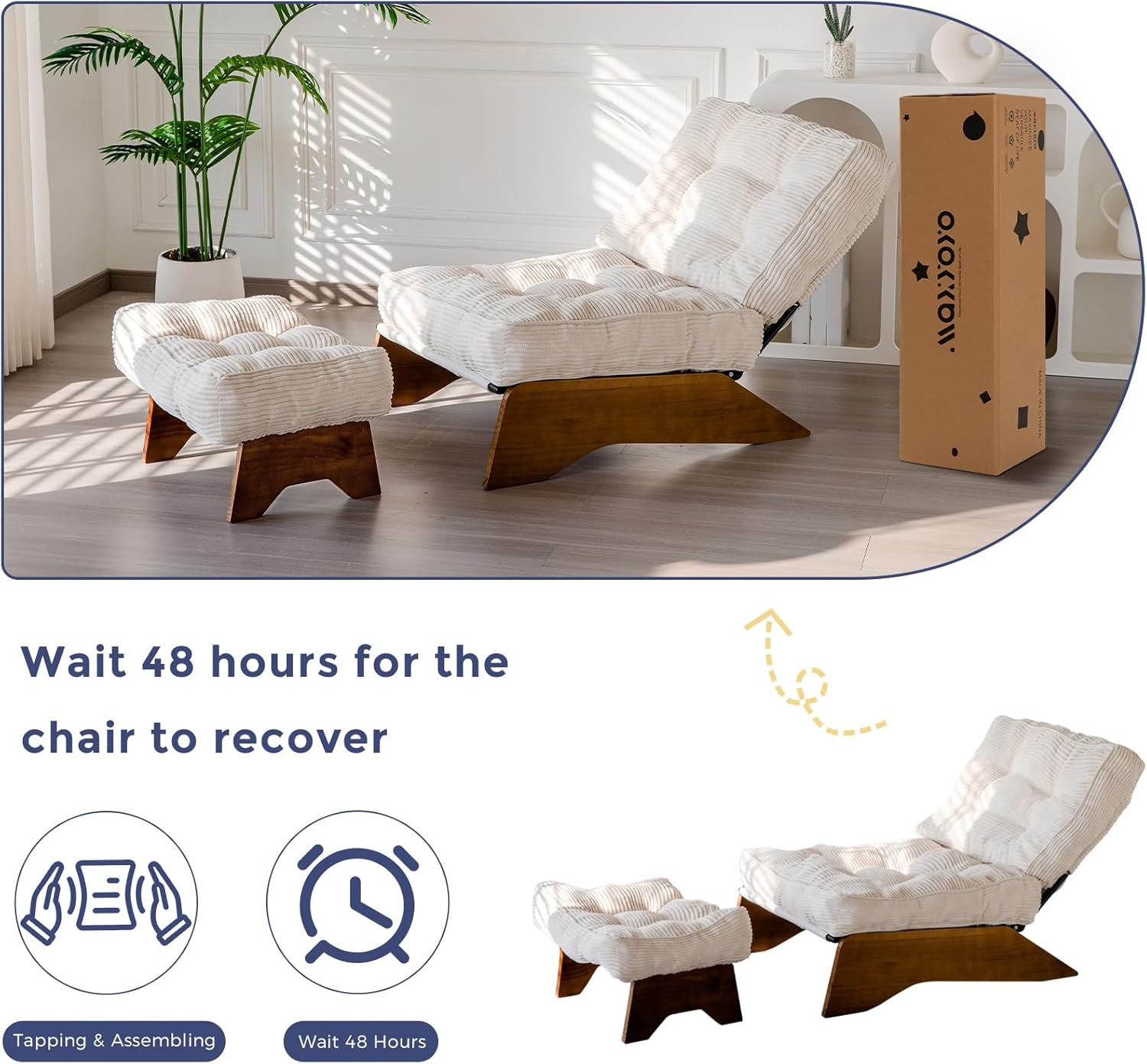 Accent Chair with Ottoman Adjustable Backrest,