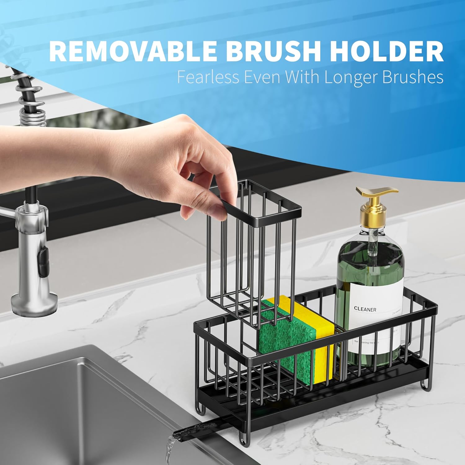 Black Sponge Holder for Kitchen Sink,
