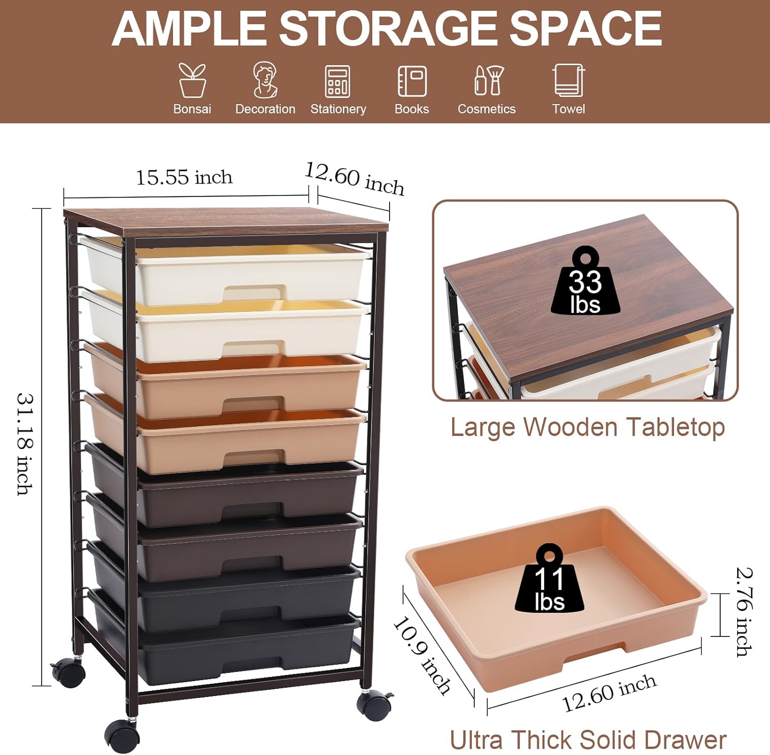 Rolling Storage Utility Cart Organizers