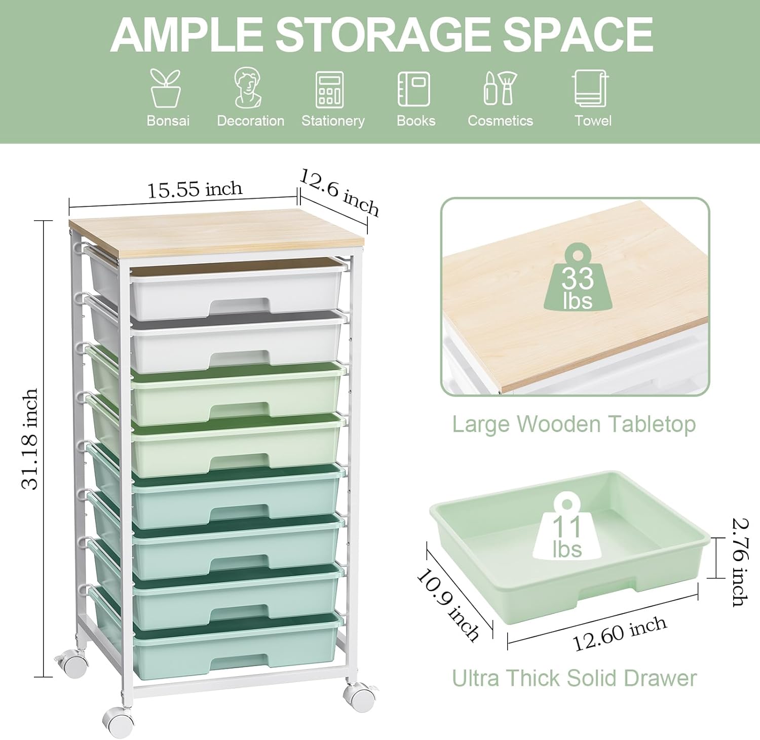 Rolling Storage Utility Cart Organizers