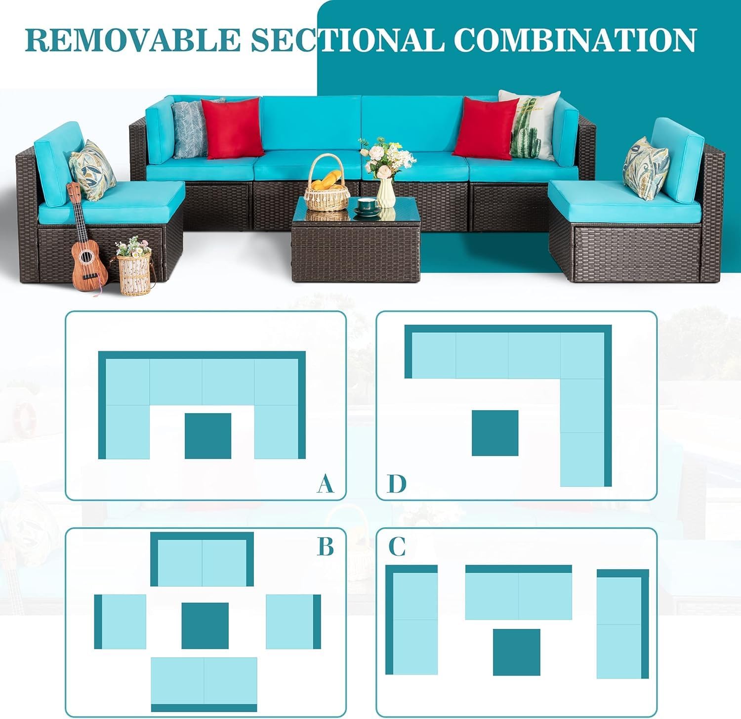 7 Pieces Patio Furniture Sets