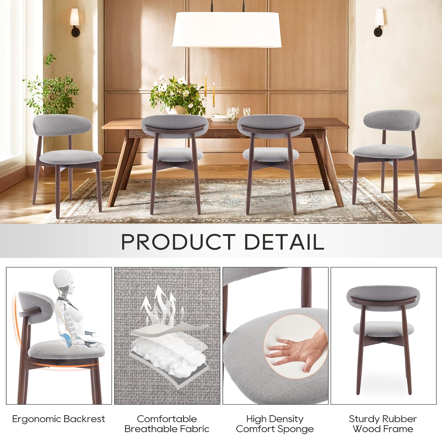 Wooden Dining Chairs Set of 4