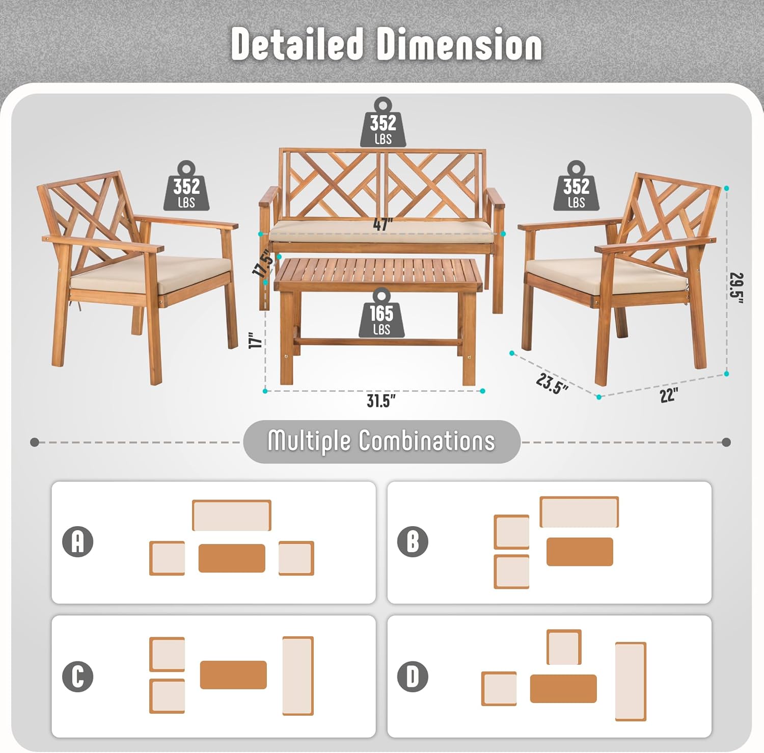 3 Piece Outdoor Patio Furniture Set