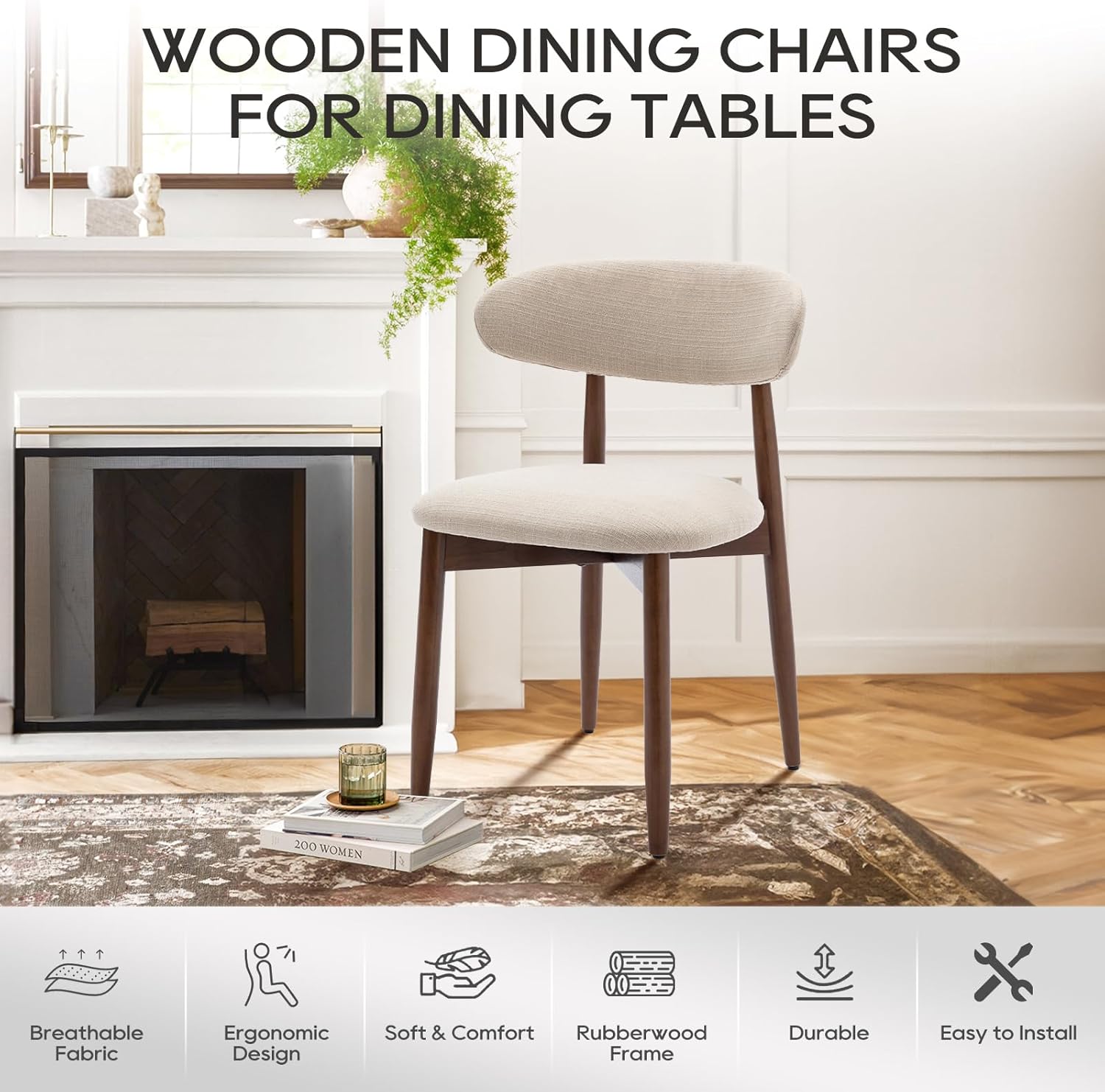 Wooden Dining Chairs Set of 4