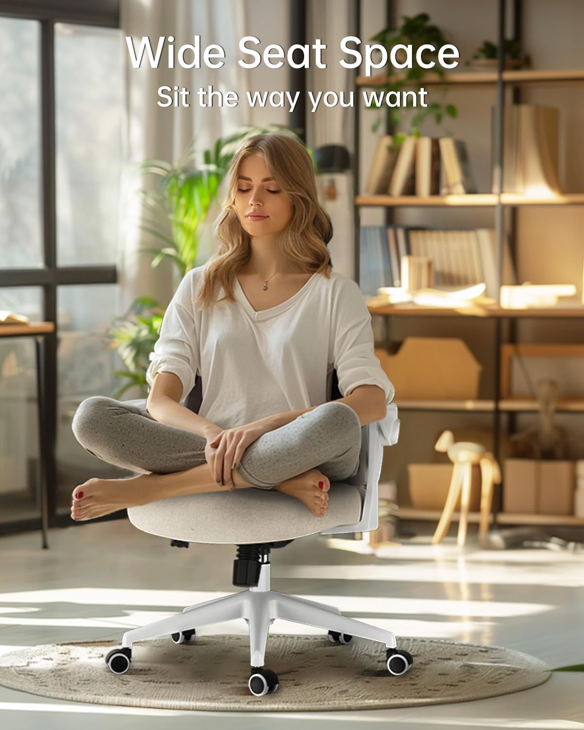 Office Desk Chair with Flip-Up Armrests and Saddle Cushion