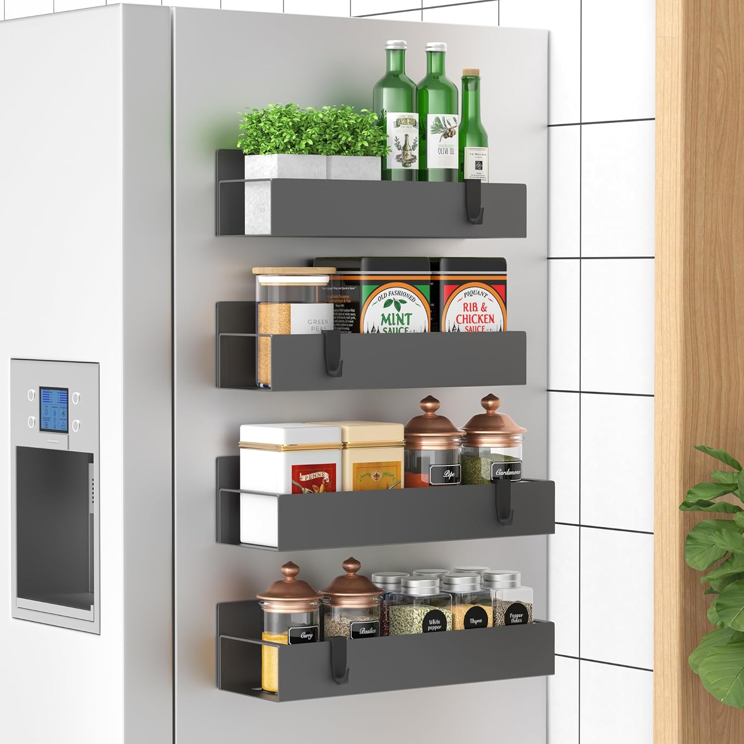 Metal 4 Pack Magnetic Spice Storage