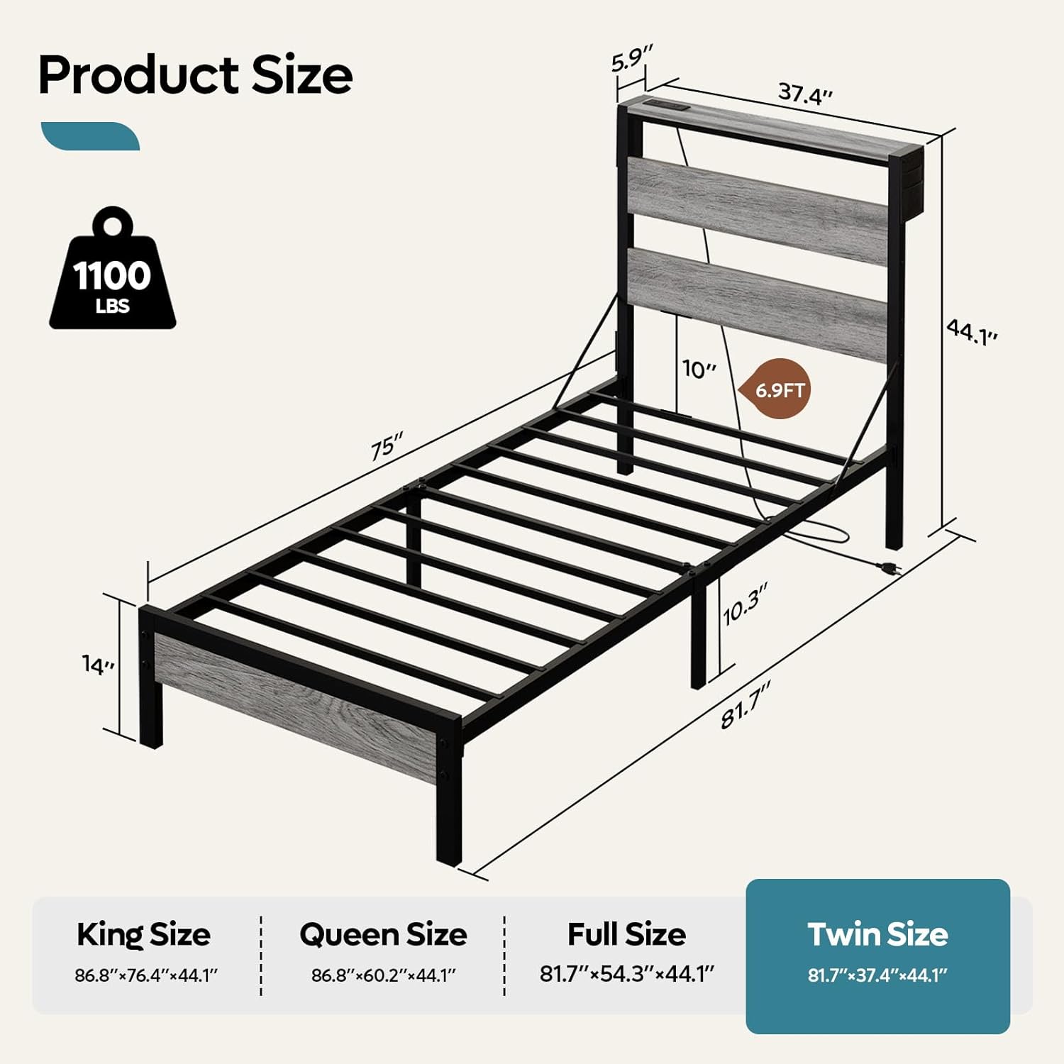 Full Bed Frame with Headboard