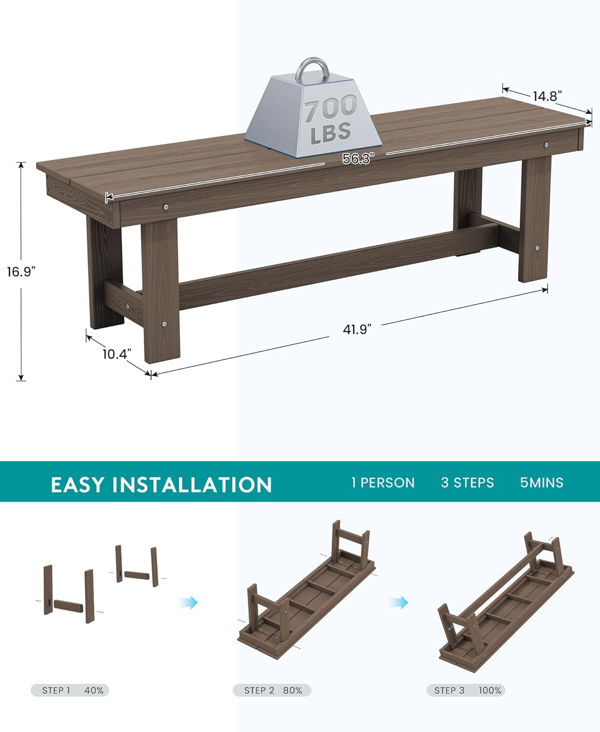 Outdoor HDPE Dining Table Set, 7-Piece Outdoor Dining Table Sets