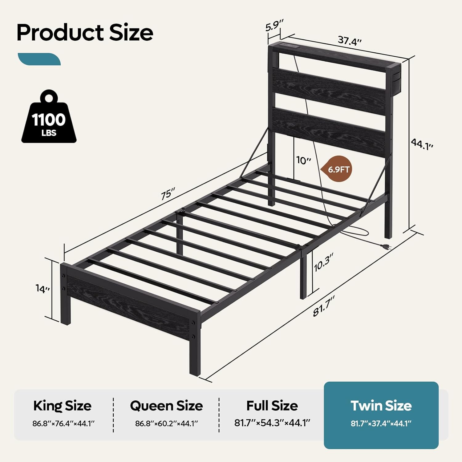 Full Bed Frame with Headboard