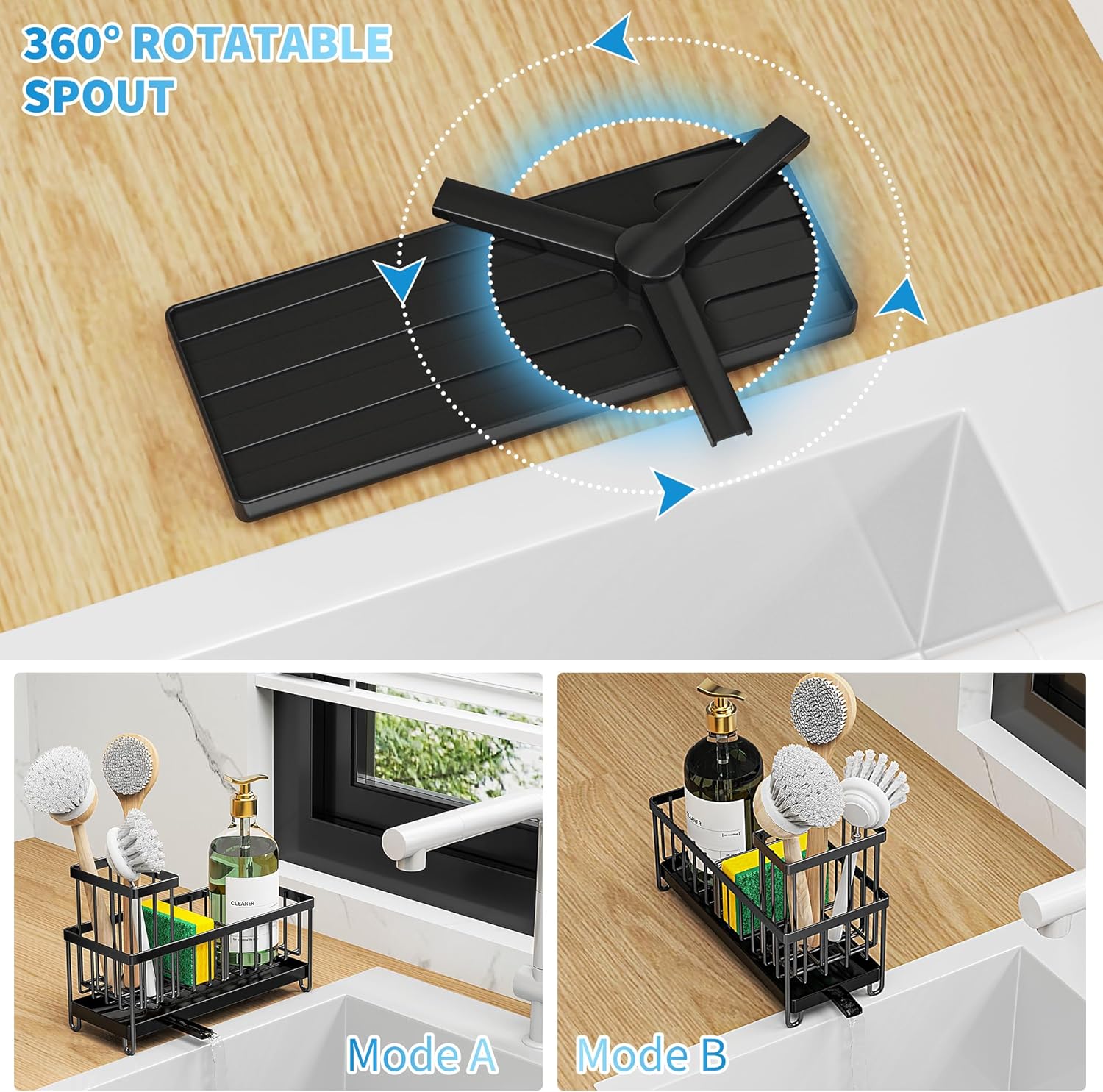 Black Sponge Holder for Kitchen Sink,
