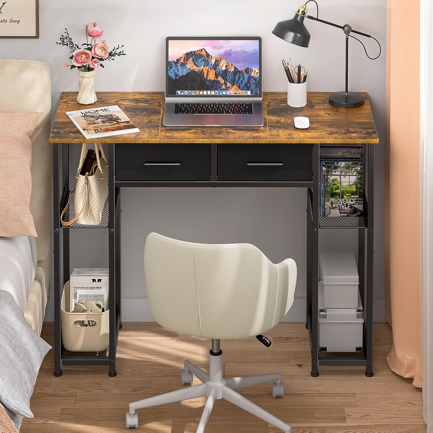 White Computer Desk with Drawers,