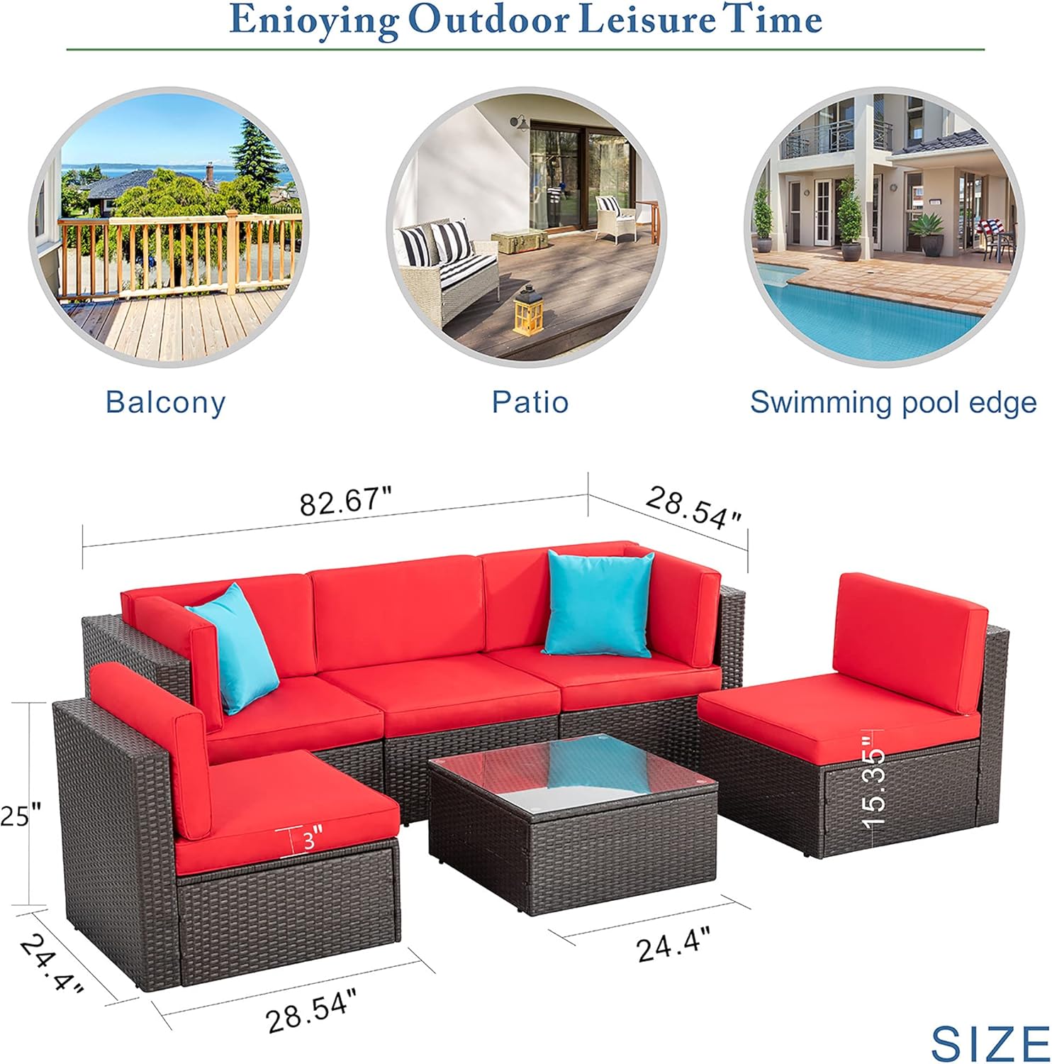 6 Pieces Outdoor Patio Furniture Set,
