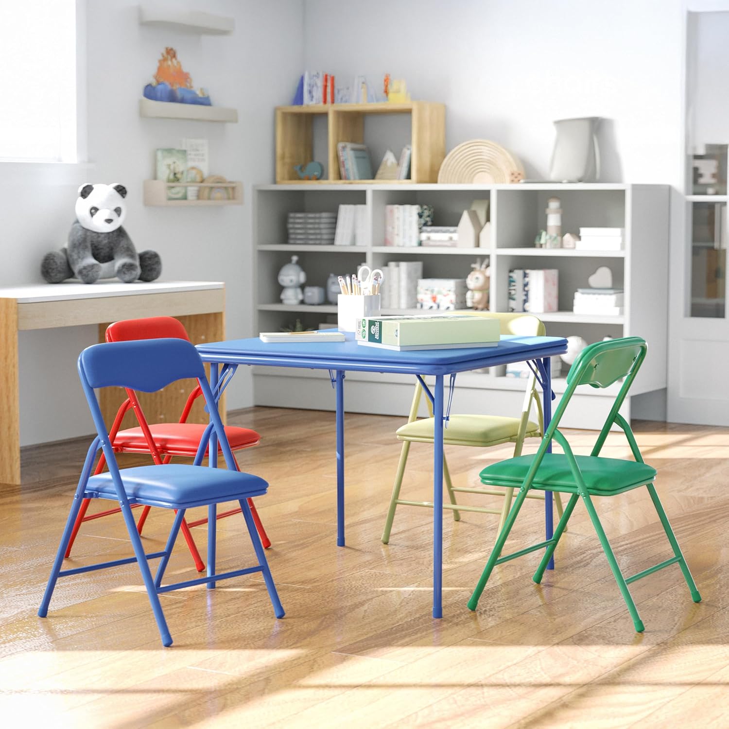 Flash Furniture Mindy Kids 5-Piece set Folding Square Table and Chairs