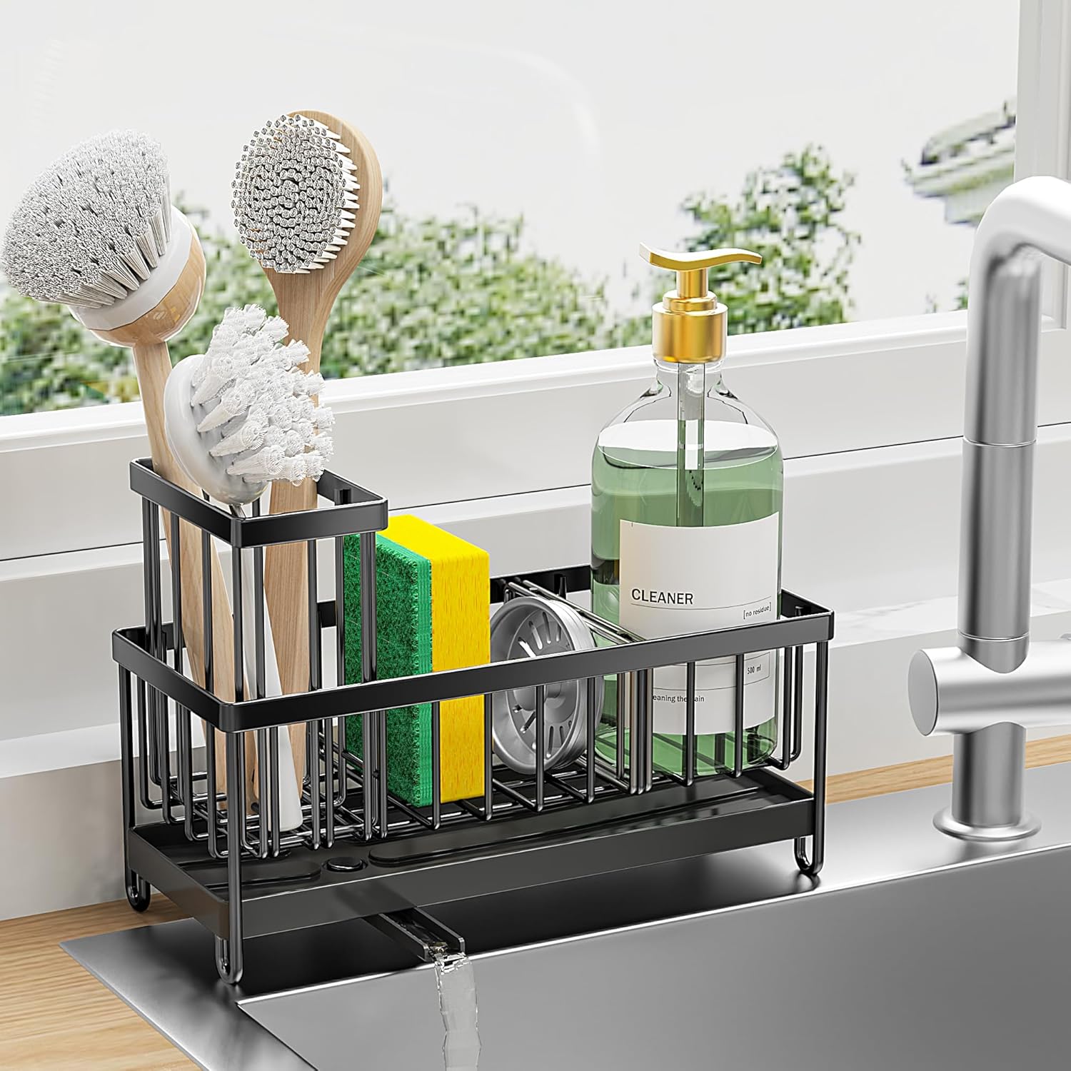 Black Sponge Holder for Kitchen Sink,