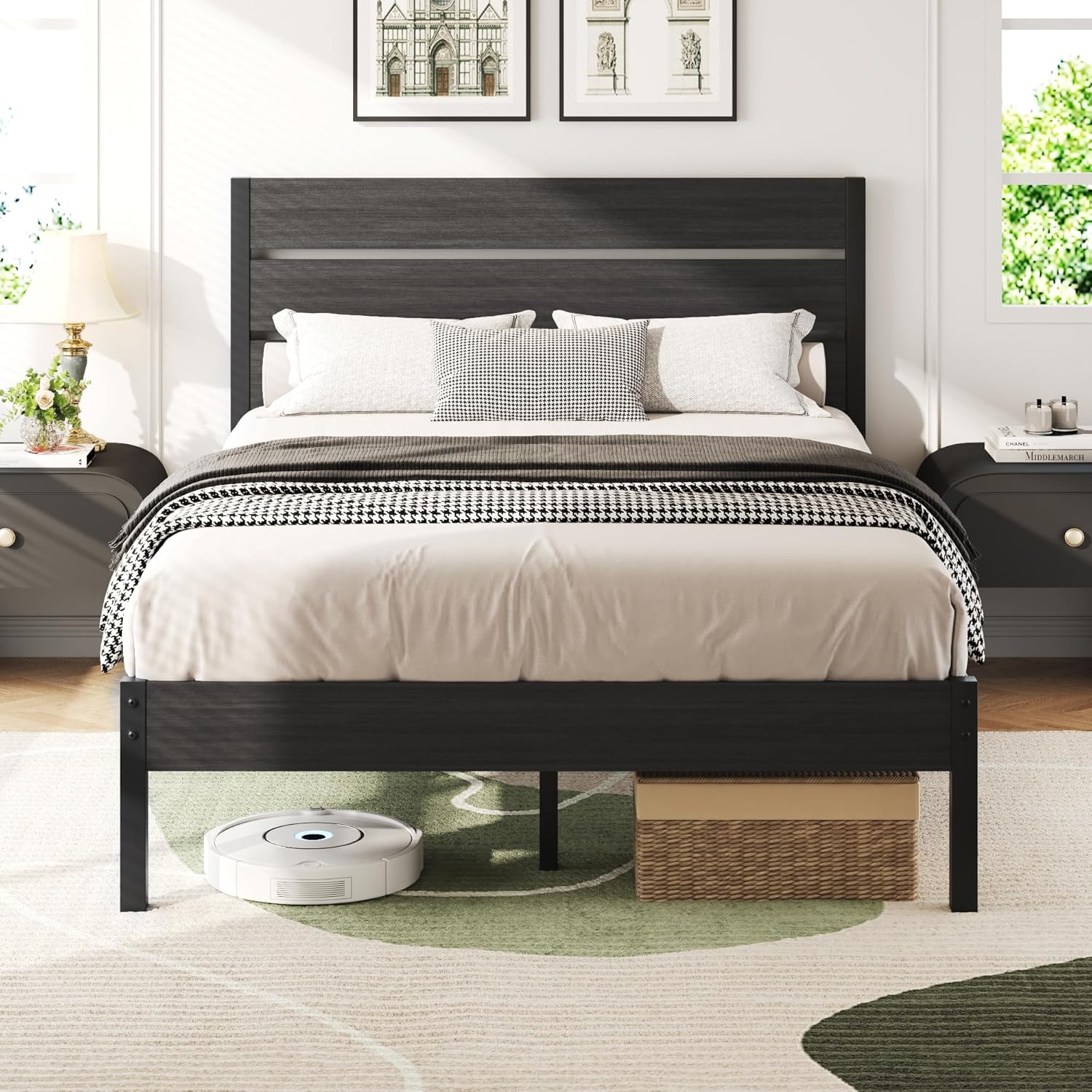 Queen Bed Frame with Headboard and Footboard
