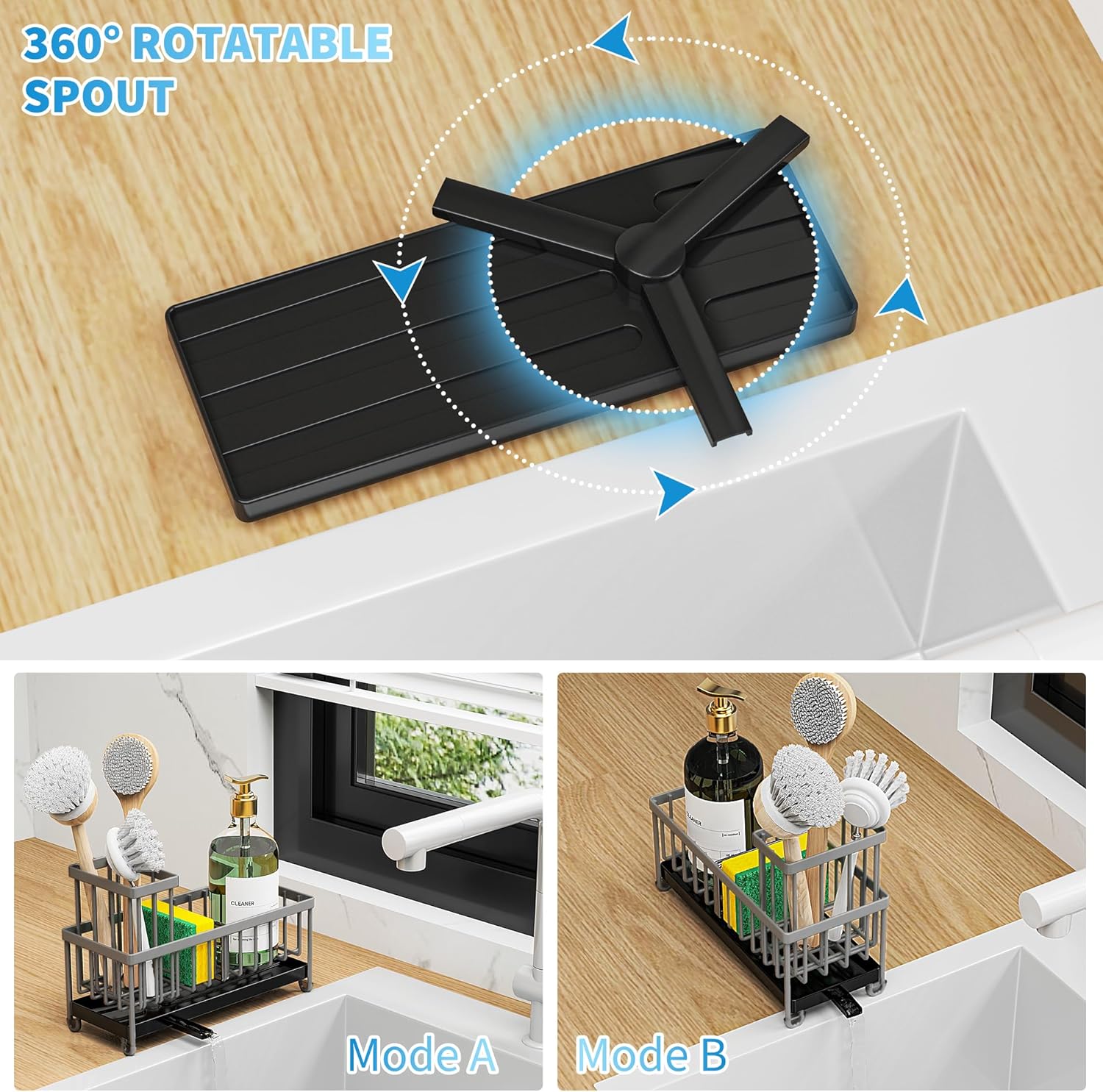 Black Sponge Holder for Kitchen Sink,